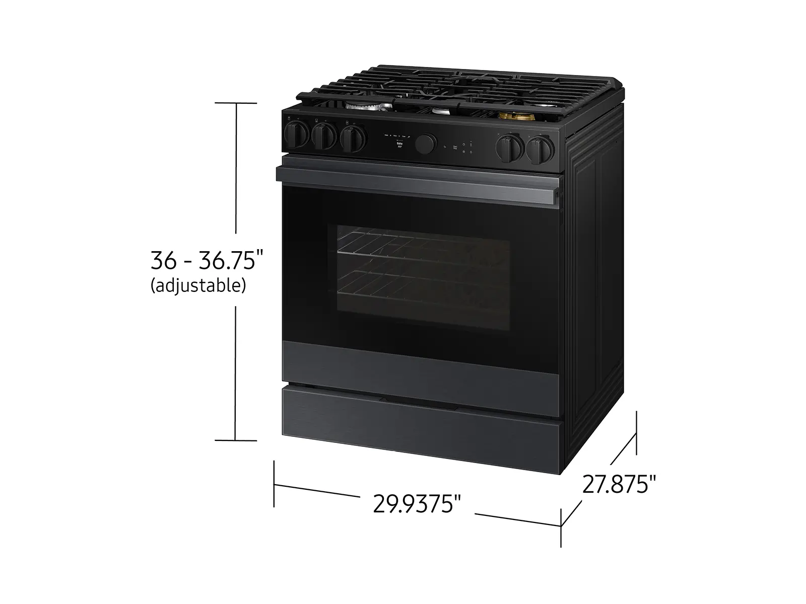 NSG6DG8500MT Samsung Bespoke 5-Burner Smart Slide-In Gas Range with Air Sous Vide & Air Fry - Matte Black Steel-3