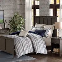 Madison Park White and Navy Queen 9-Piece Comforter Set