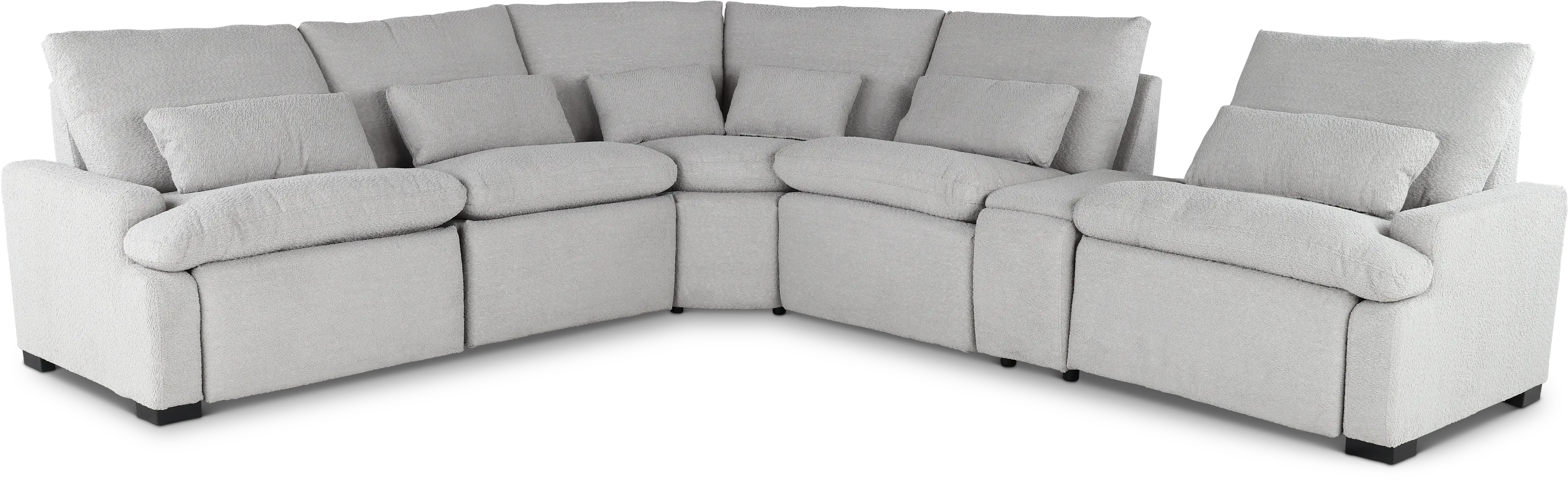 Plush Dolphin Light Gray 6 Piece Power Reclining Sectional-1