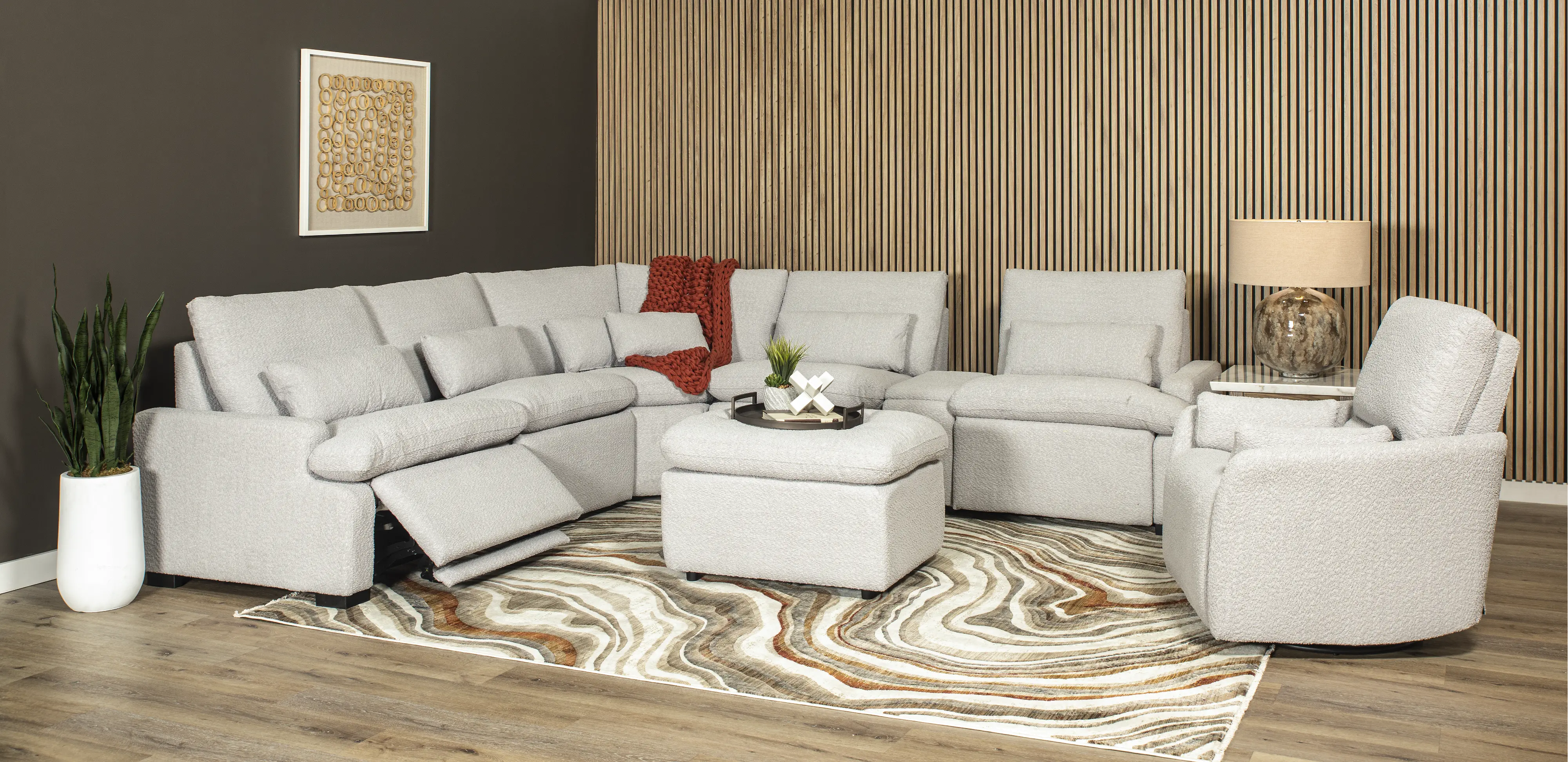 Plush Dolphin Light Gray 6 Piece Power Reclining Sectional-2