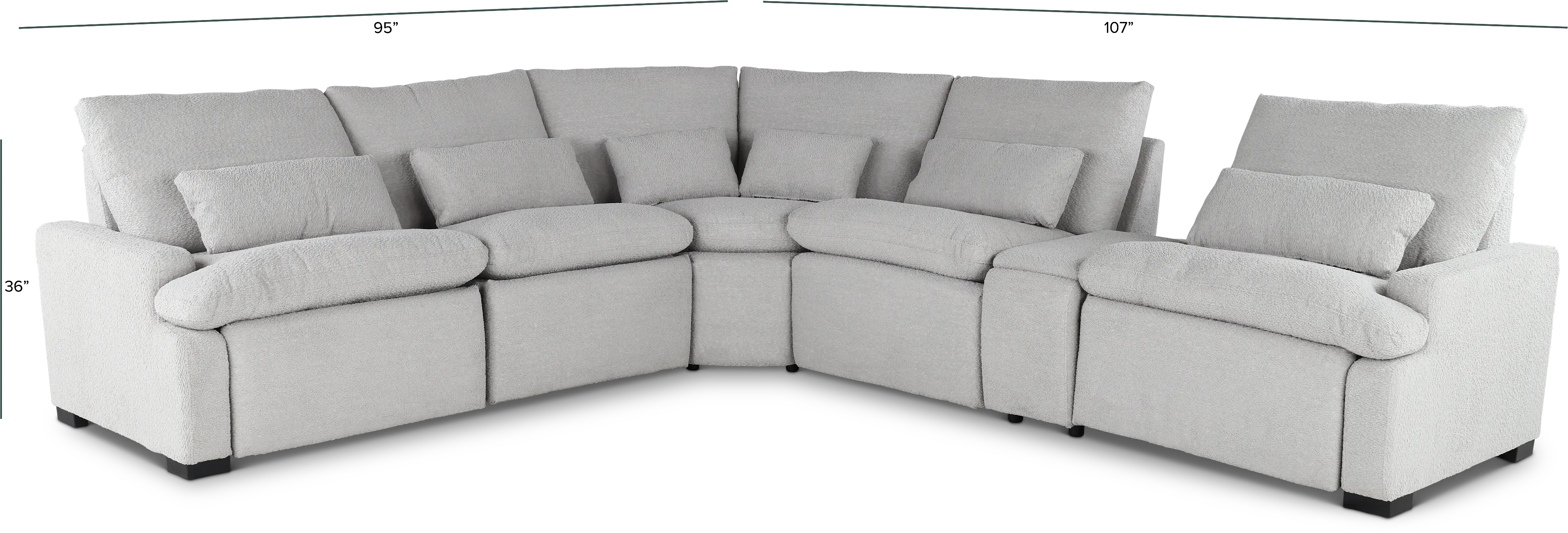 Plush Dolphin Light Gray 6 Piece Power Reclining Sectional-3