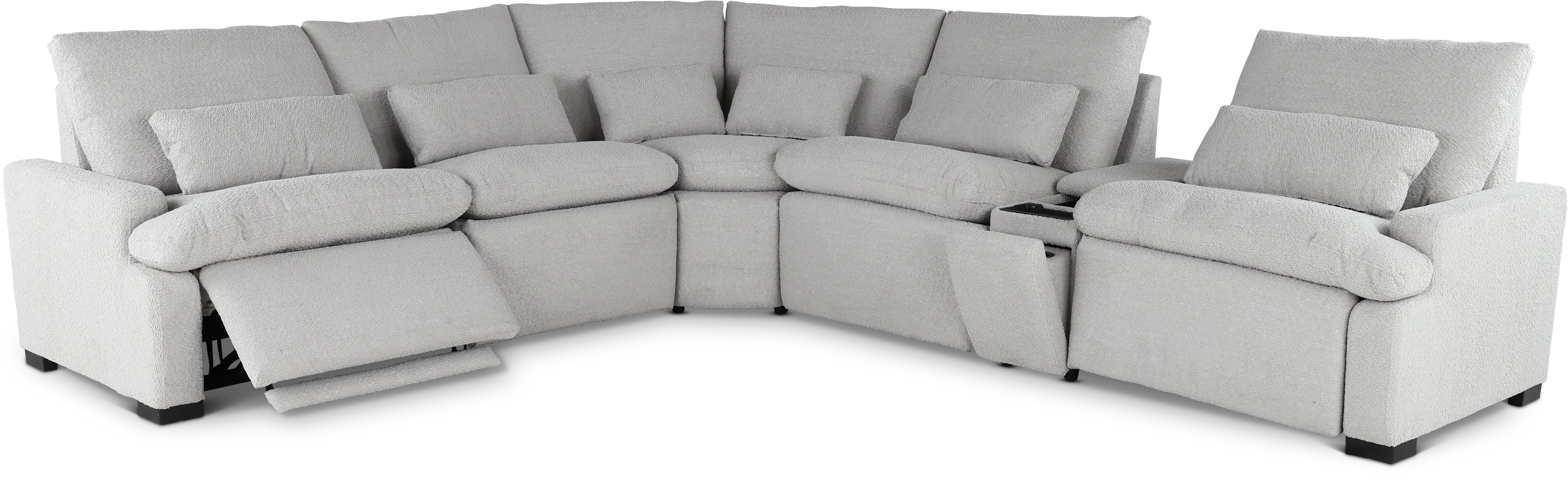 Plush Dolphin Light Gray 6 Piece Power Reclining Sectional-4