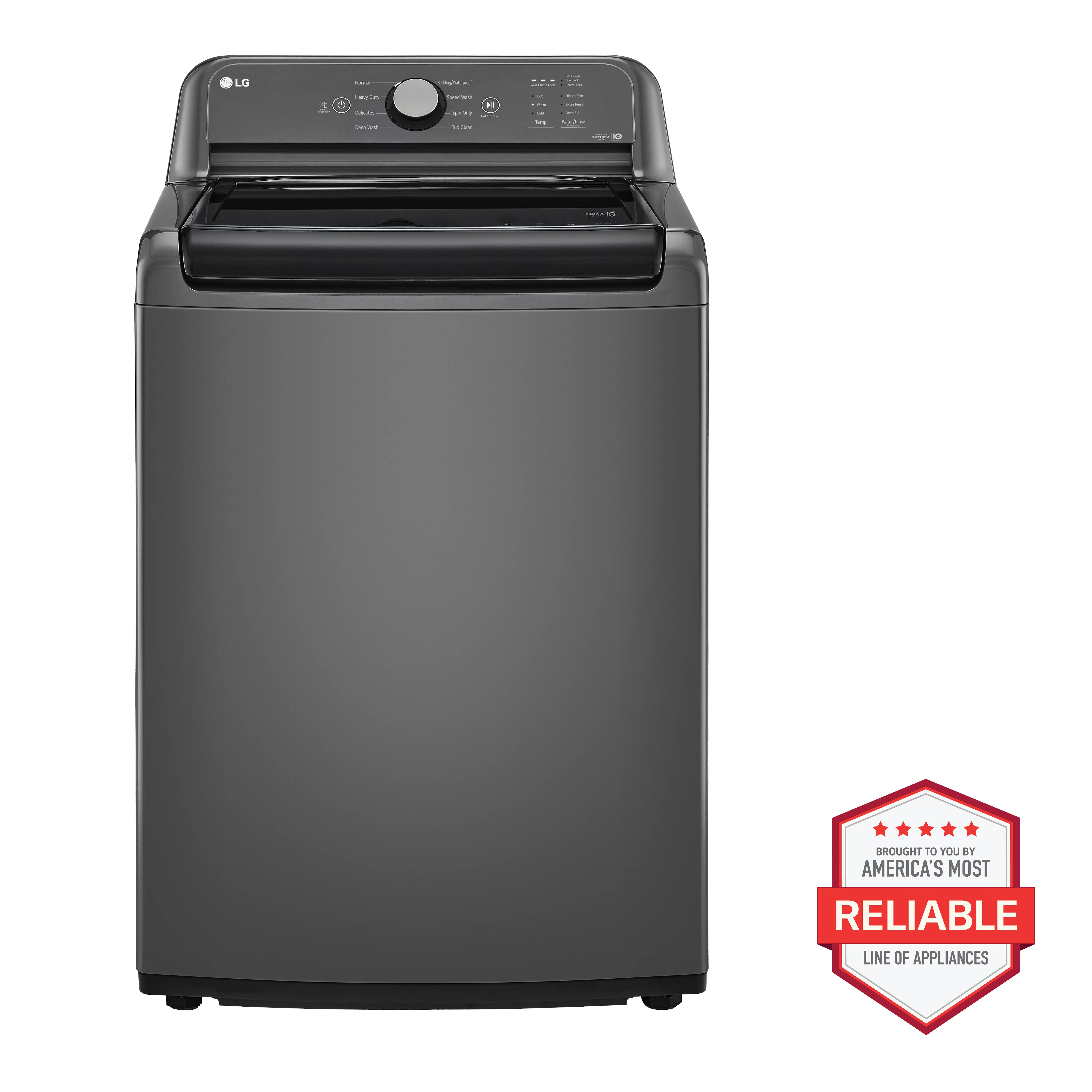 WT6105CM LG 4.1 cu. ft. Top Load Washer with Agitator and SlamProof® Glass Lid - Monochrome Gray-2