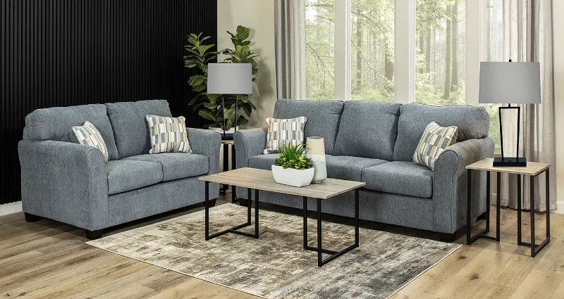 Wall St. Blue 7 Piece Living Room Set