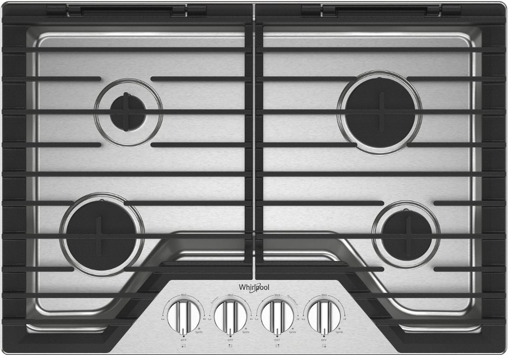 Whirlpool 30" Gas Cooktop with EZ-2-Lift™ Hinged Cast-Iron Grates - Stainless Steel