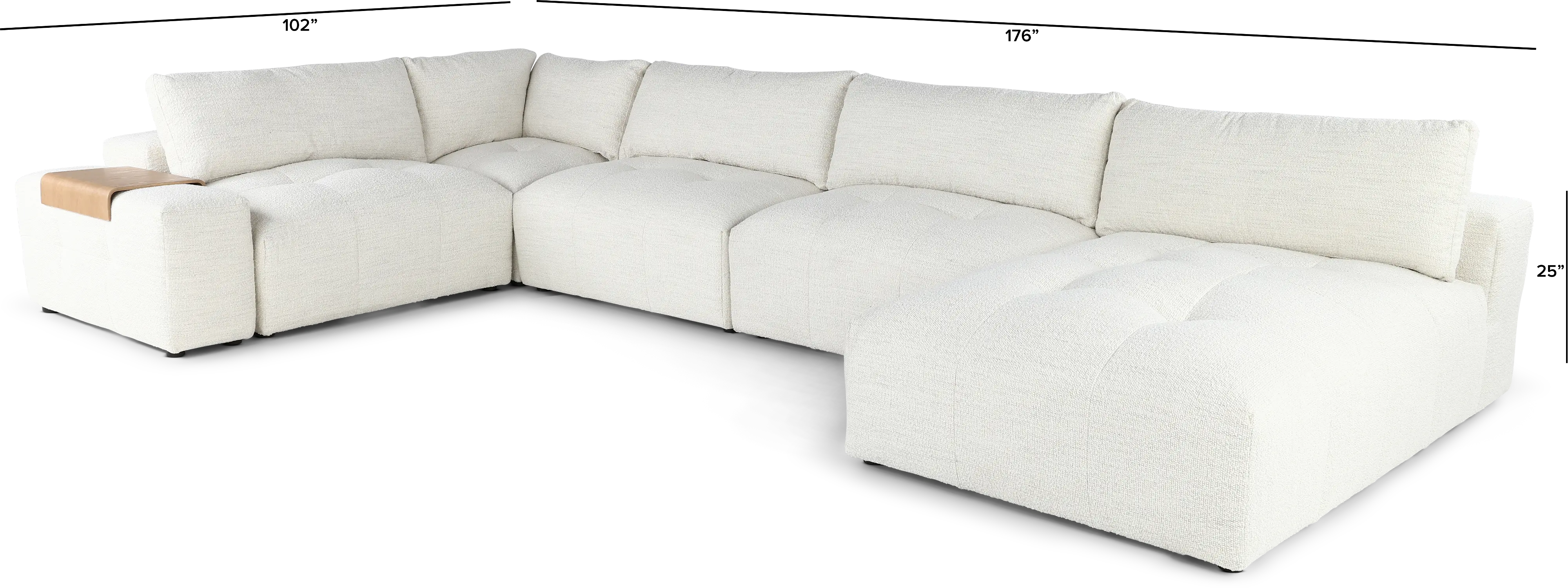 Preston Pearl White Modular 6 Piece Sectional-3