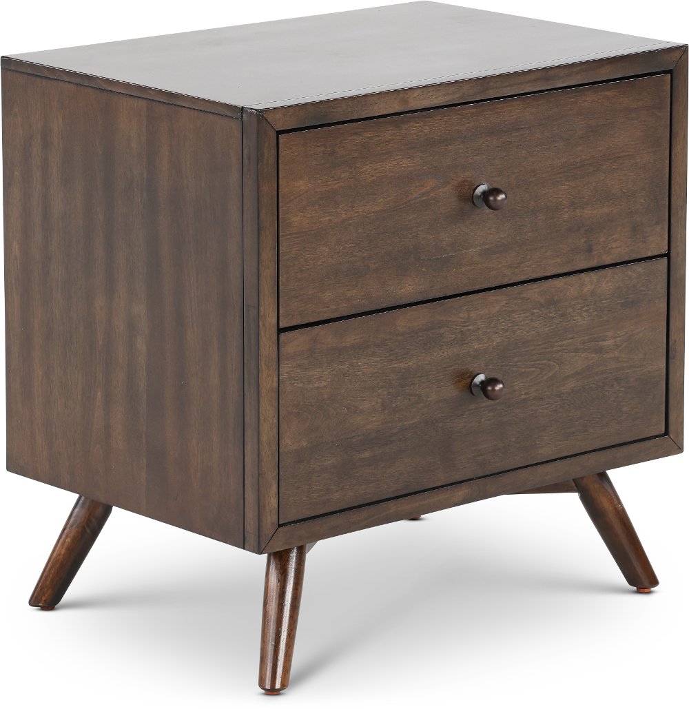 Robin Mid-Century Modern Walnut Brown Nightstand