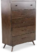 Robin Mid-Century Modern Walnut Brown Chest of Drawers