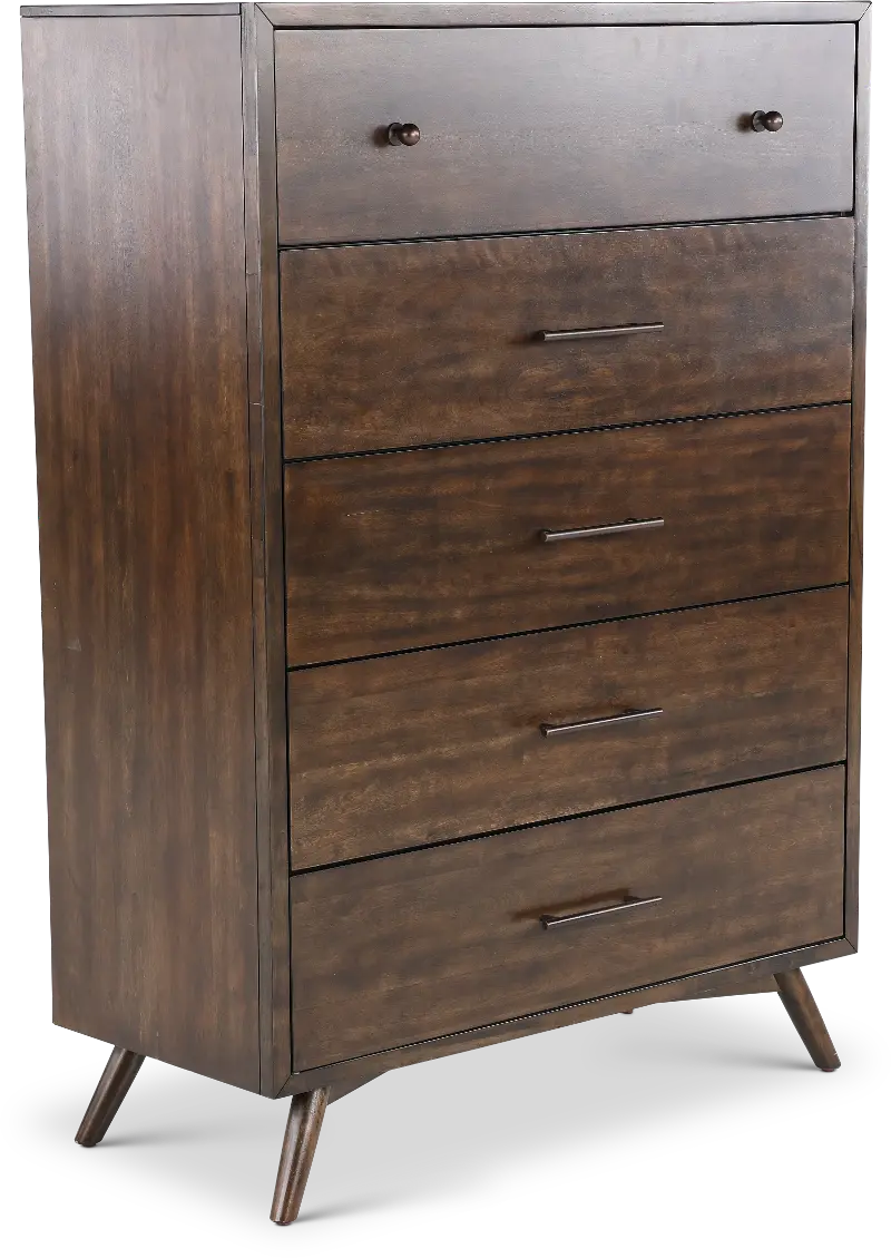 Robin Mid-Century Modern Walnut Brown Chest of Drawers