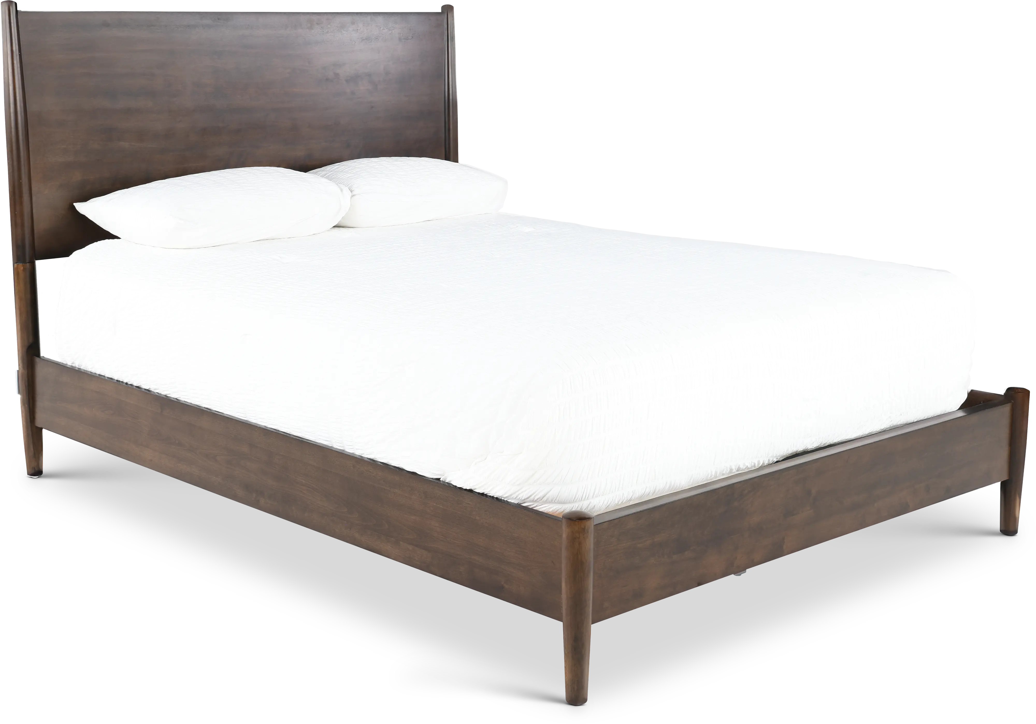 Robin Mid-Century Modern Walnut Brown Queen Platform Bed-1