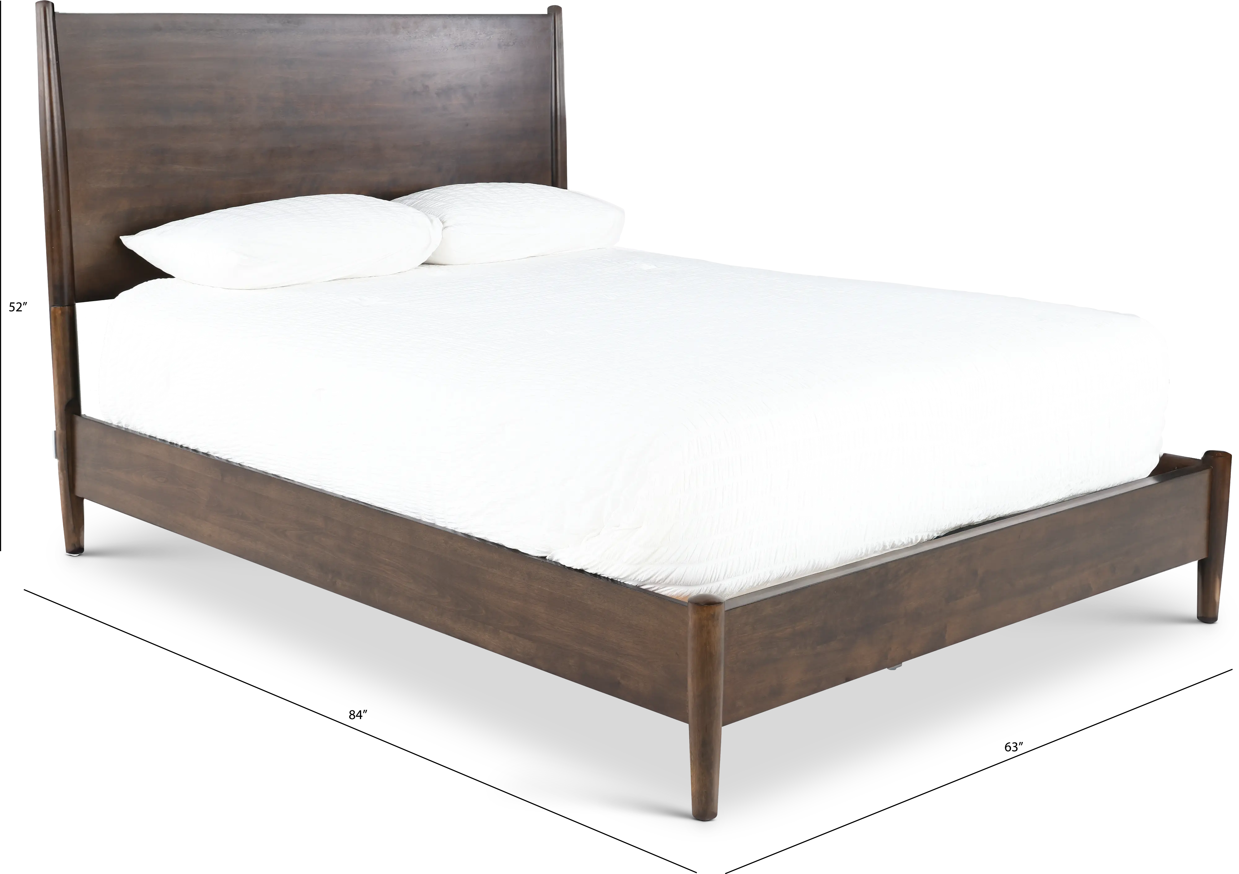Robin Mid-Century Modern Walnut Brown Queen Platform Bed-3