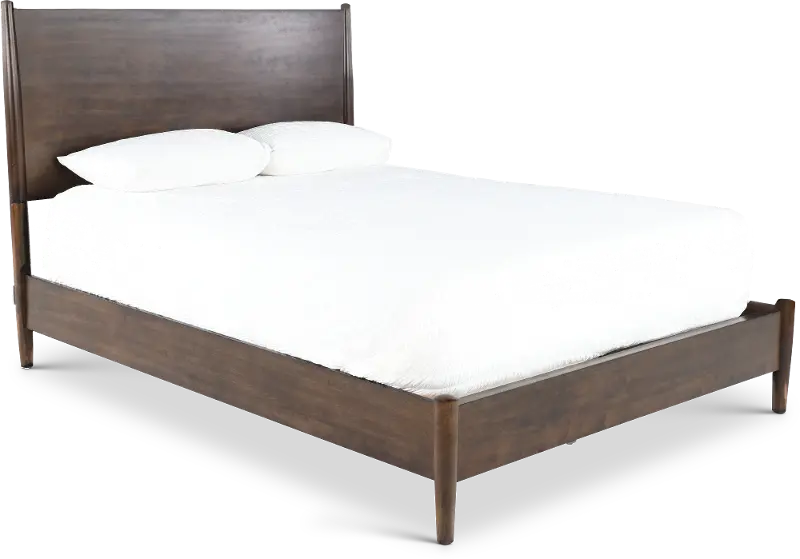 Robin Mid-Century Modern Walnut Brown King Platform Bed
