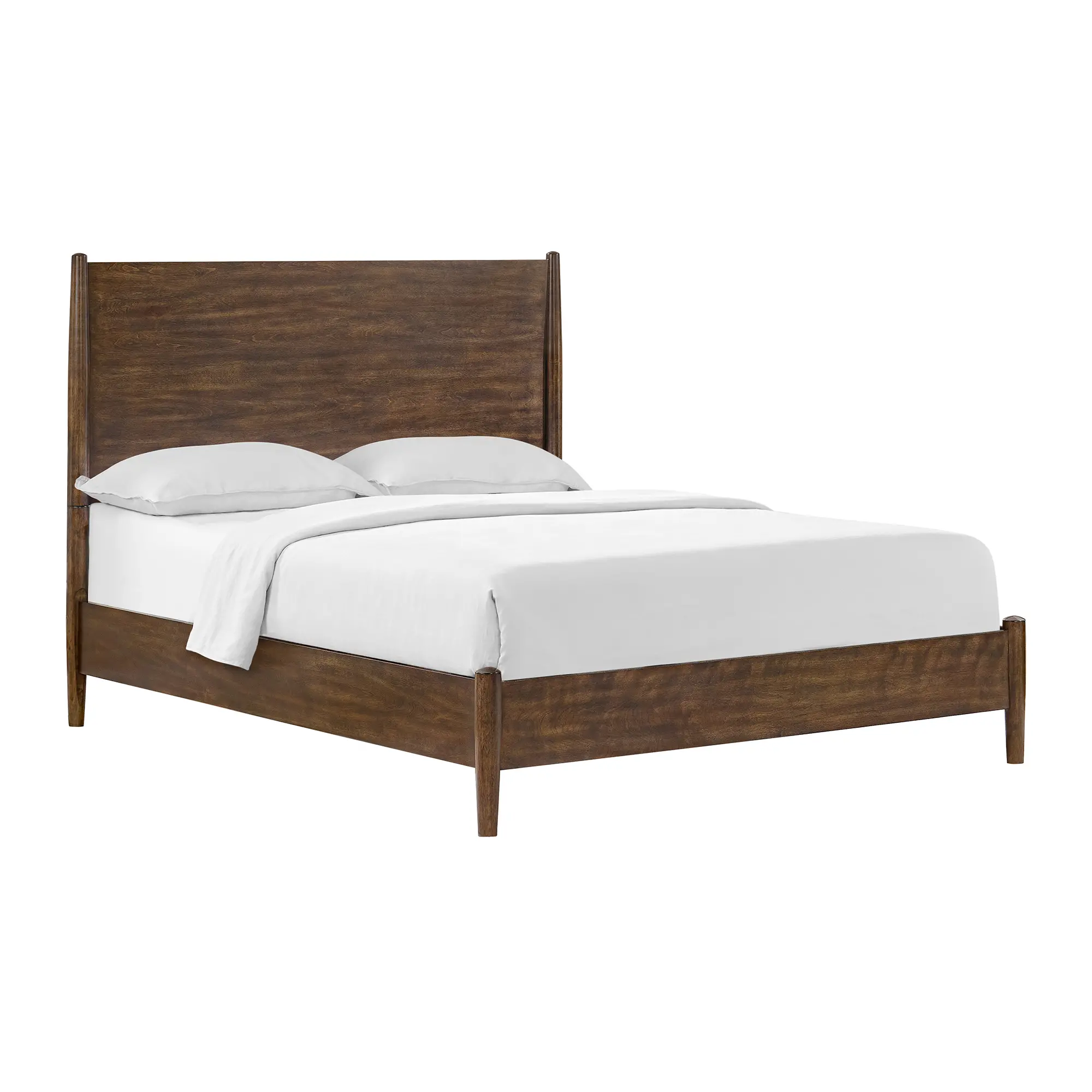 Robin Mid-Century Modern Walnut Brown Full Platform Bed-1