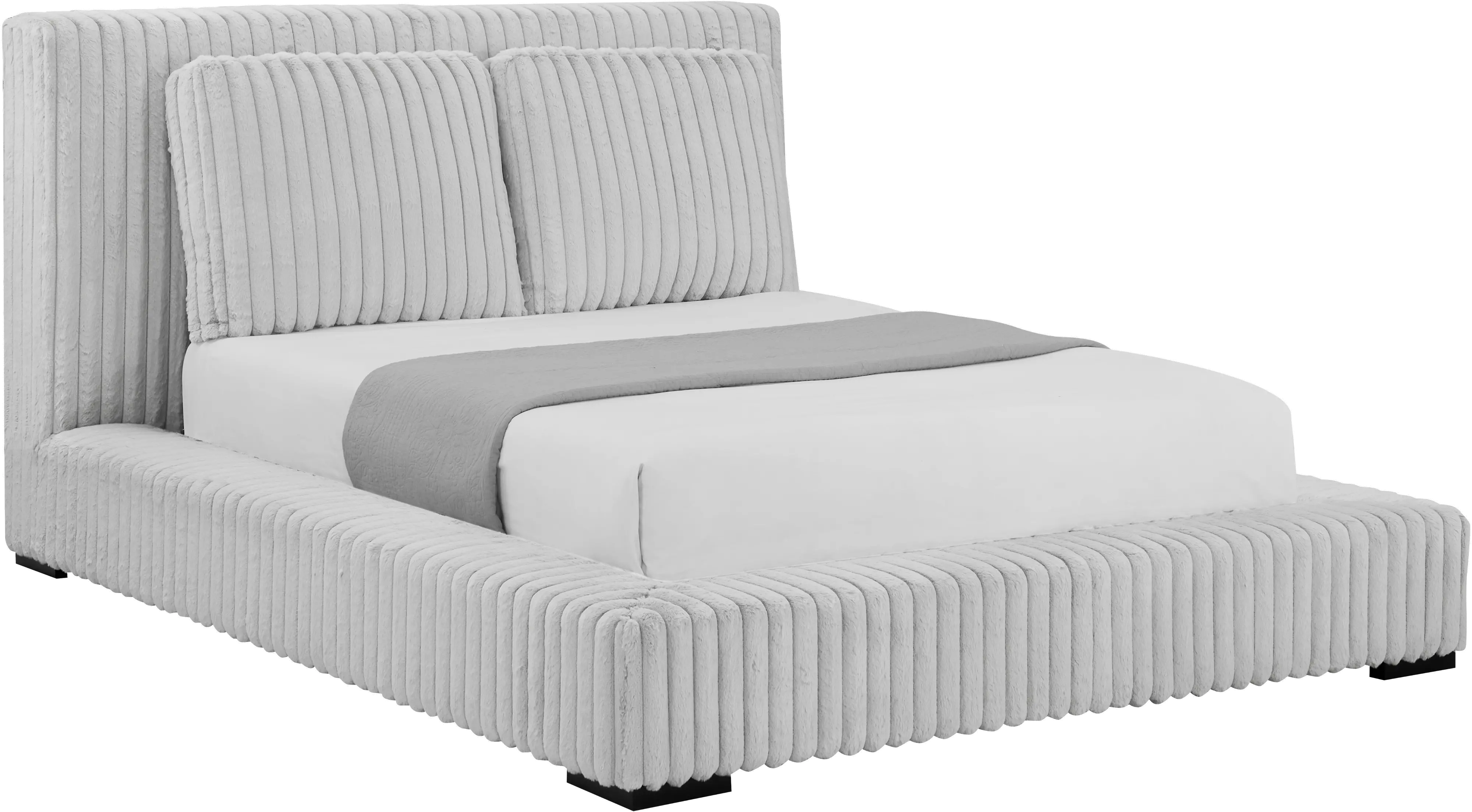 Lotus Light Gray King Upholstered Platform Bed-1
