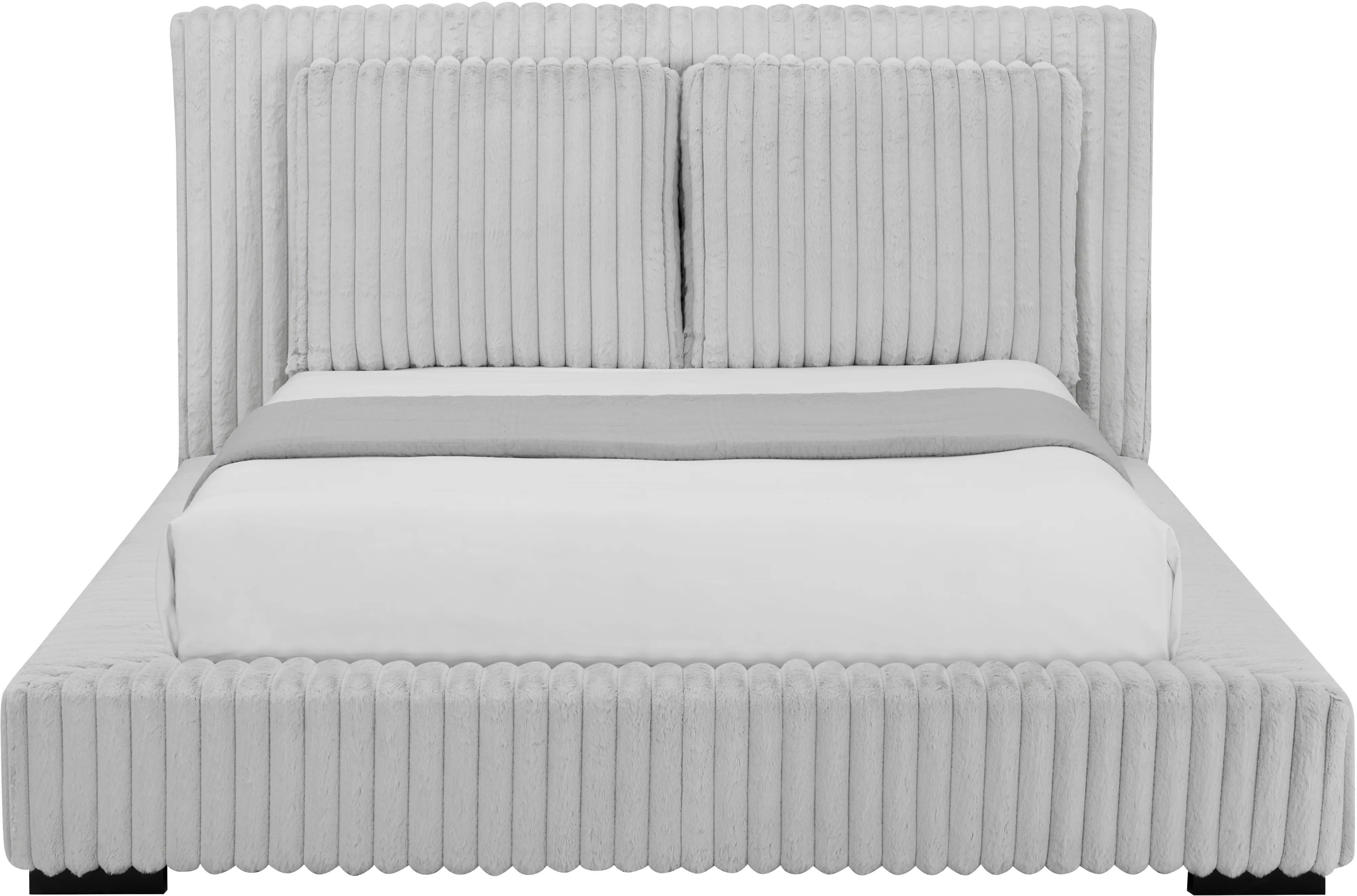 Lotus Light Gray King Upholstered Platform Bed-3