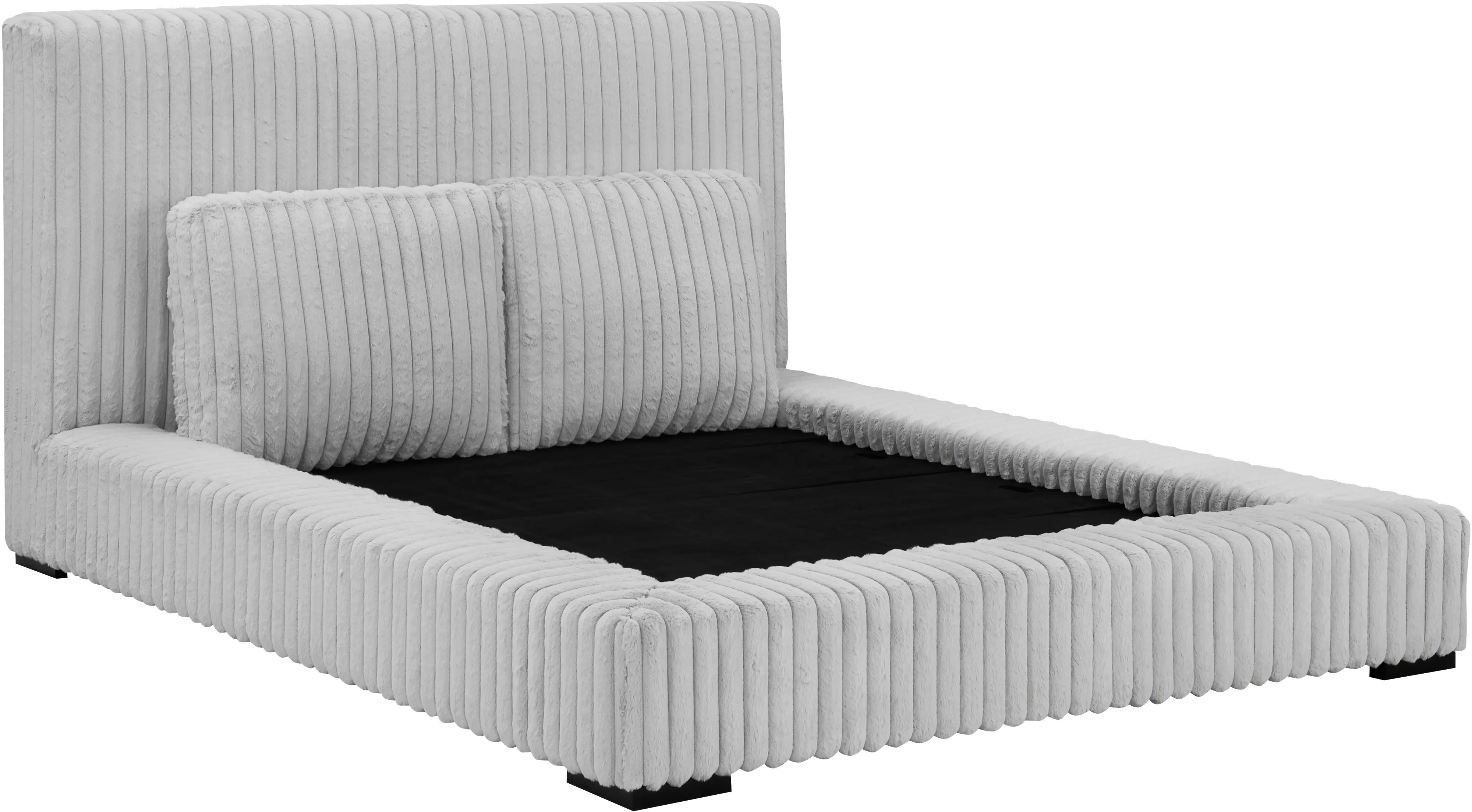 Lotus Light Gray King Upholstered Platform Bed-4