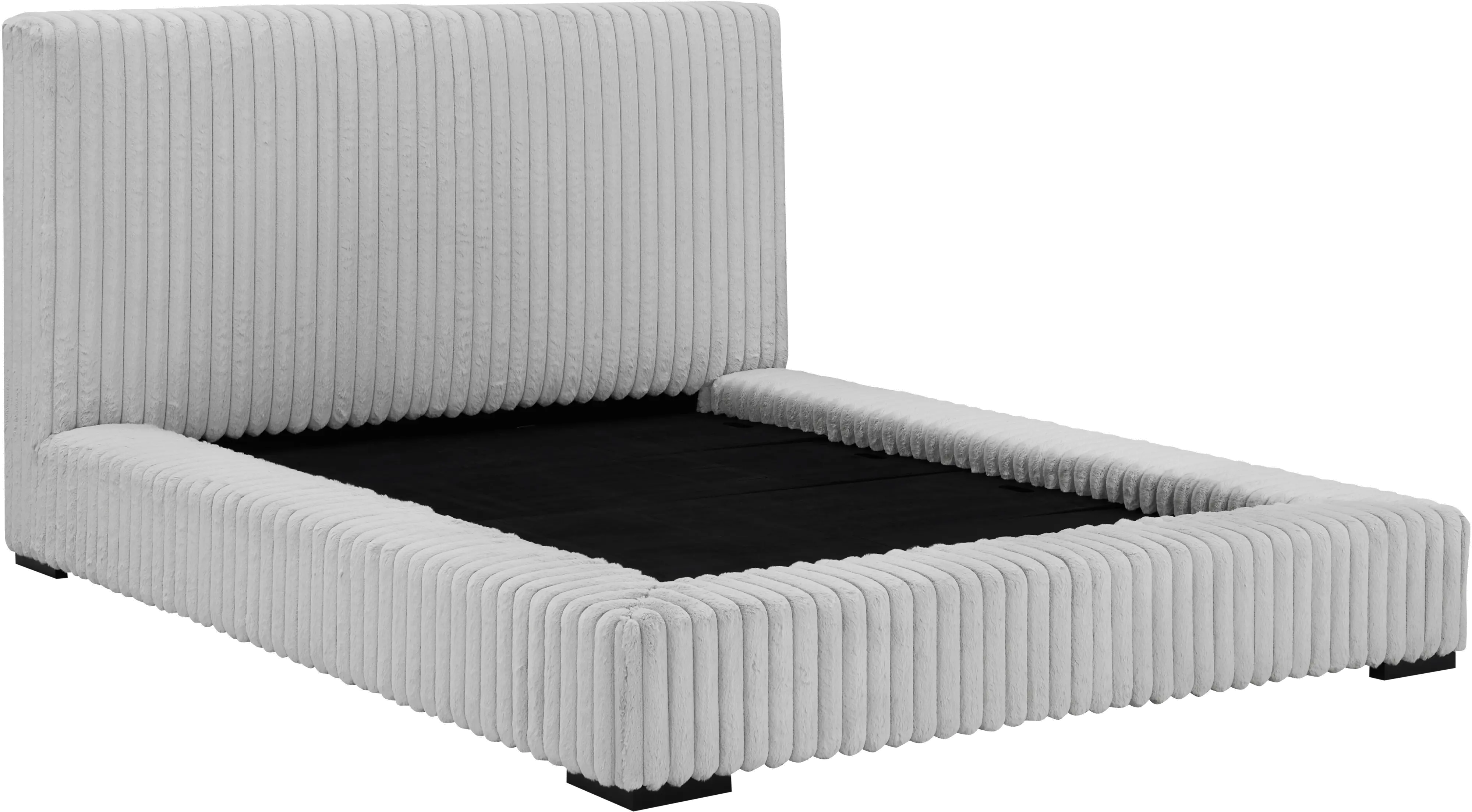 Lotus Light Gray King Upholstered Platform Bed-6