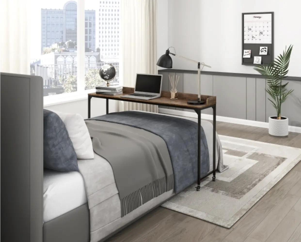 Sumter Brown and Black Over-Bed Desk-2