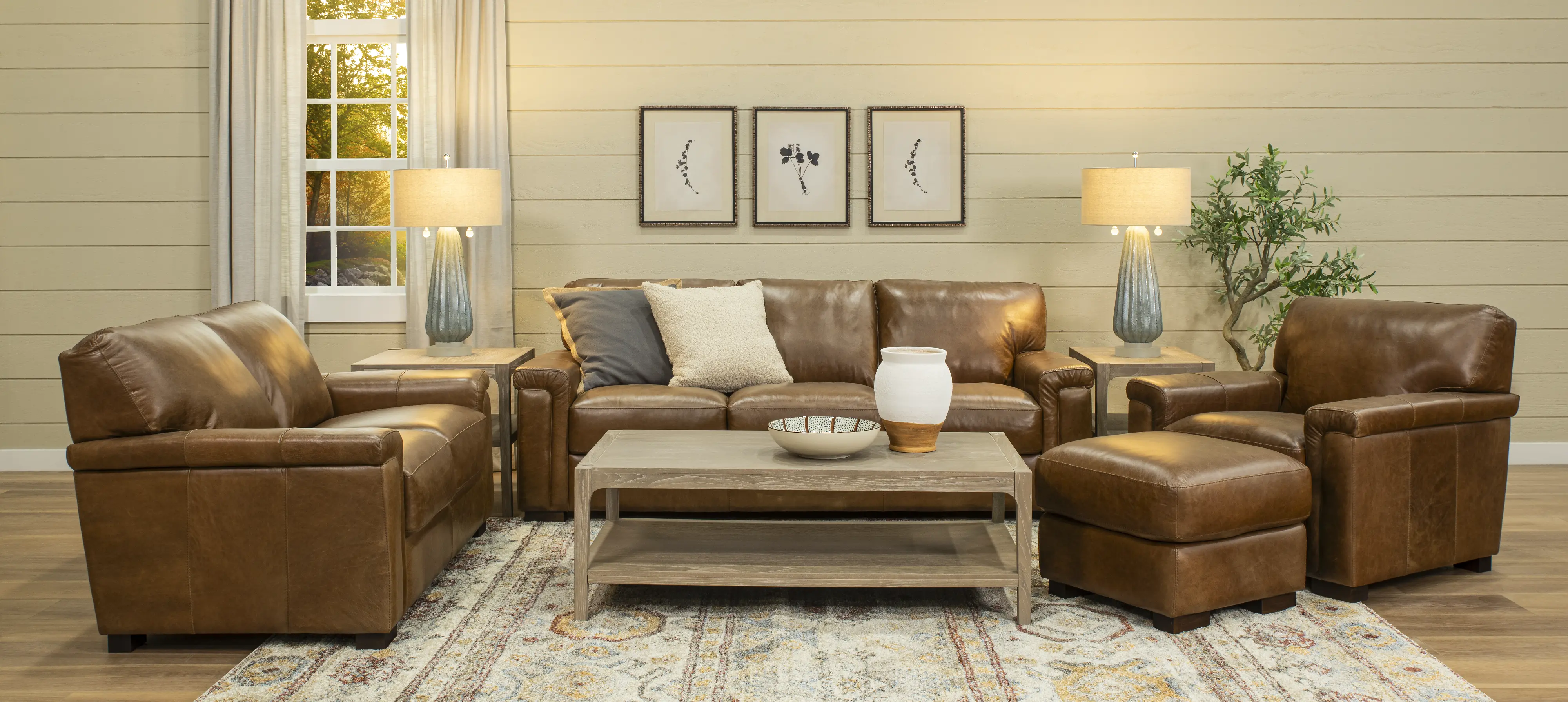 Splendor Brown Leather Sofa-2