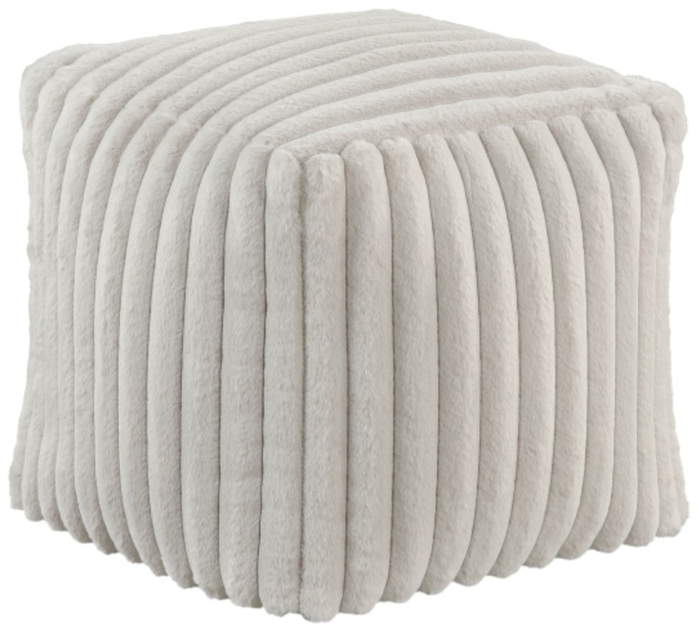 Simpson Off White Corduroy Accent Pouf