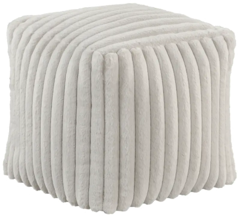 Simpson Off White Corduroy Accent Pouf