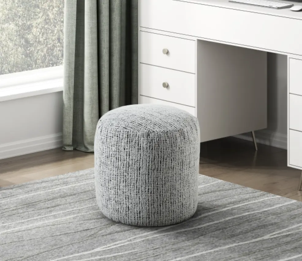 Aiken Black and White Accent Pouf-2