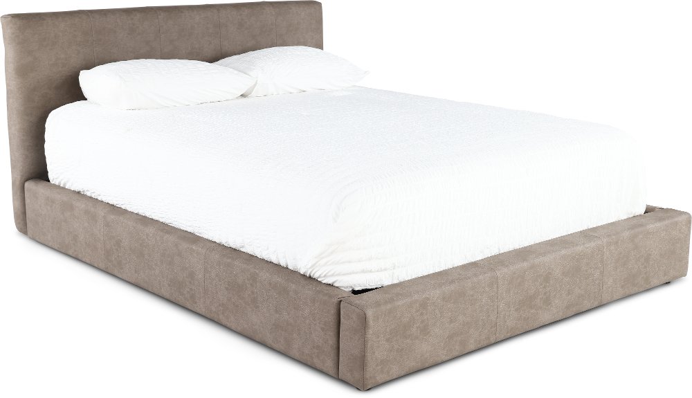 Auremo Light Brown Upholstered King Lift Storage Bed
