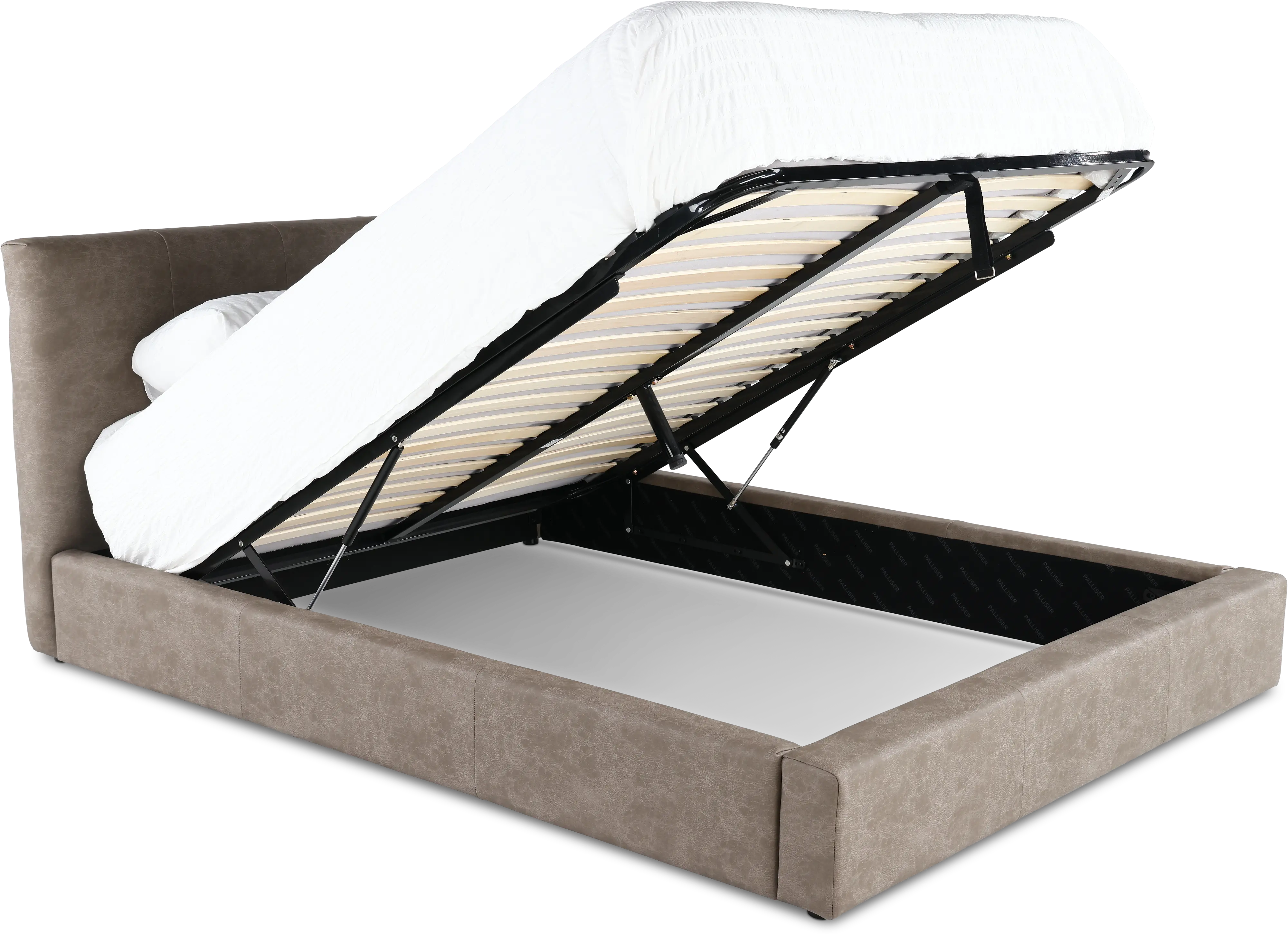 Auremo Light Brown Upholstered King Lift Storage Bed-6