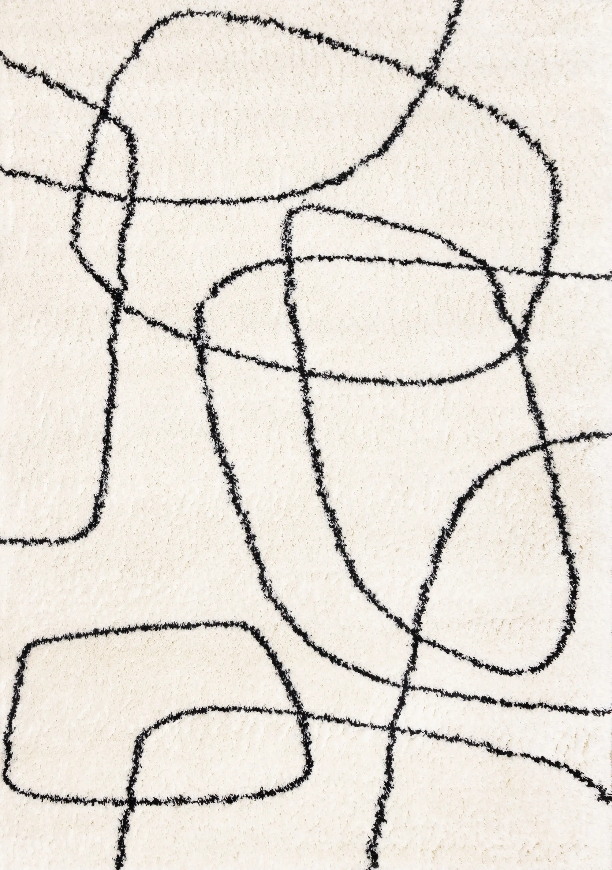 Pace 5 x 8 Abstract Cream and Black Area Rug-1