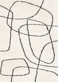 Pace 5 x 8 Abstract Cream and Black Area Rug