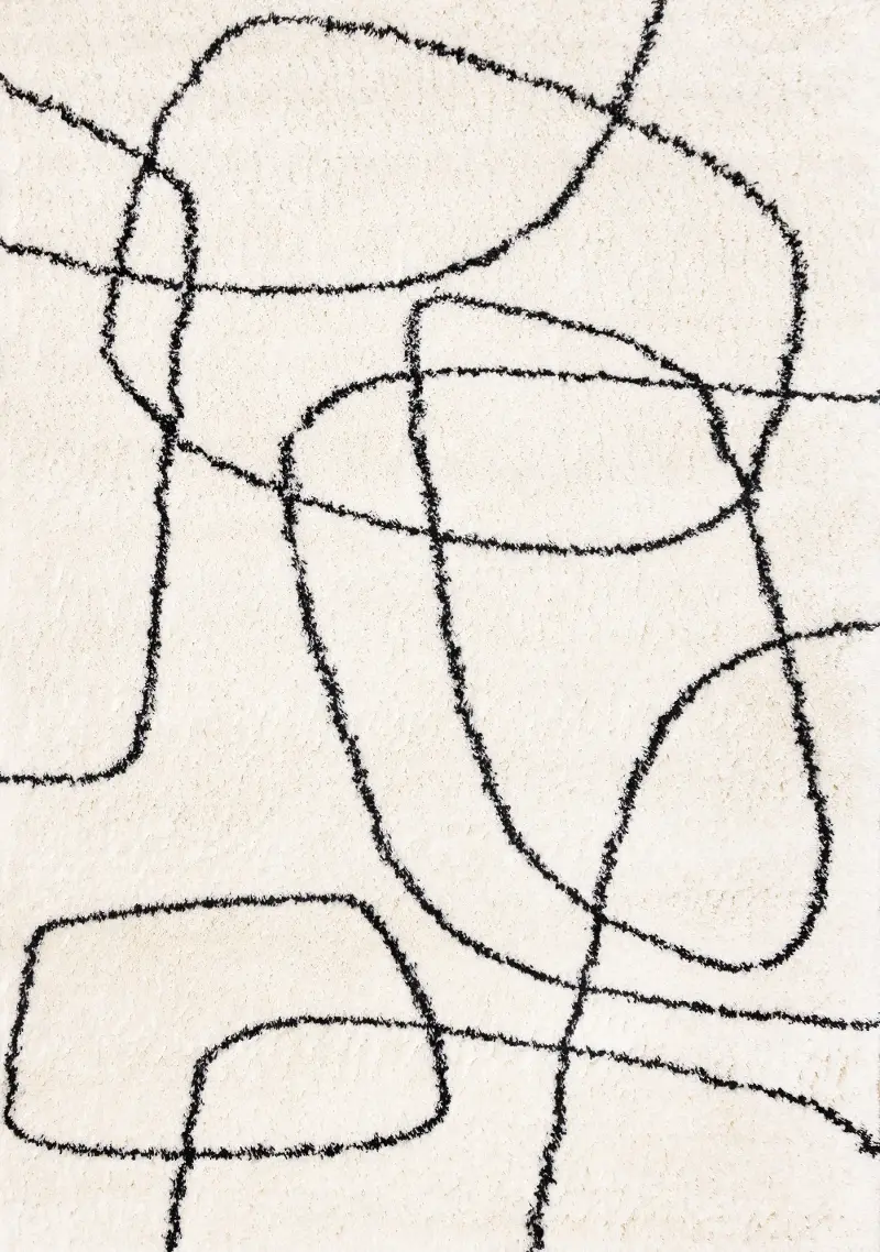 Pace 5 x 8 Abstract Cream and Black Area Rug
