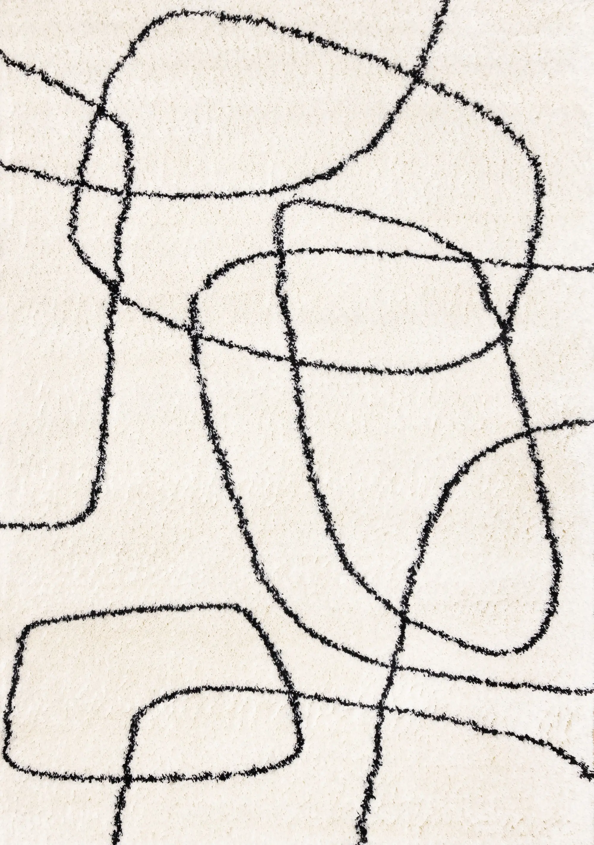 Pace 8 x 11 Abstract Cream and Black Area Rug-1