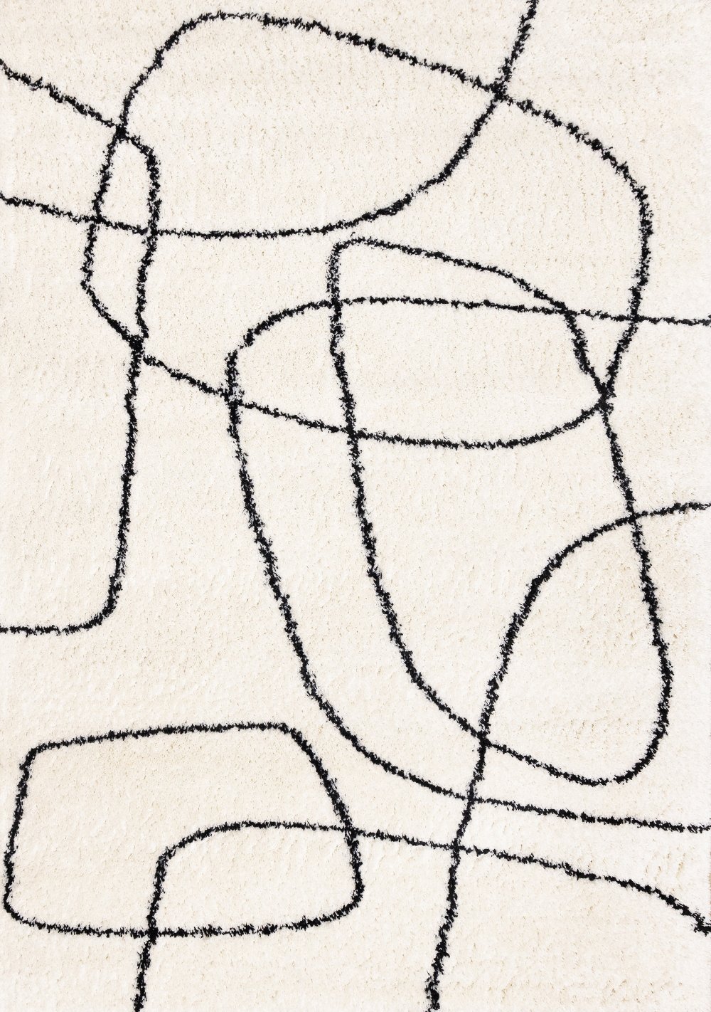 Pace 8 x 11 Abstract Cream and Black Area Rug