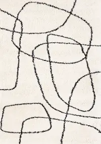 Pace 8 x 11 Abstract Cream and Black Area Rug