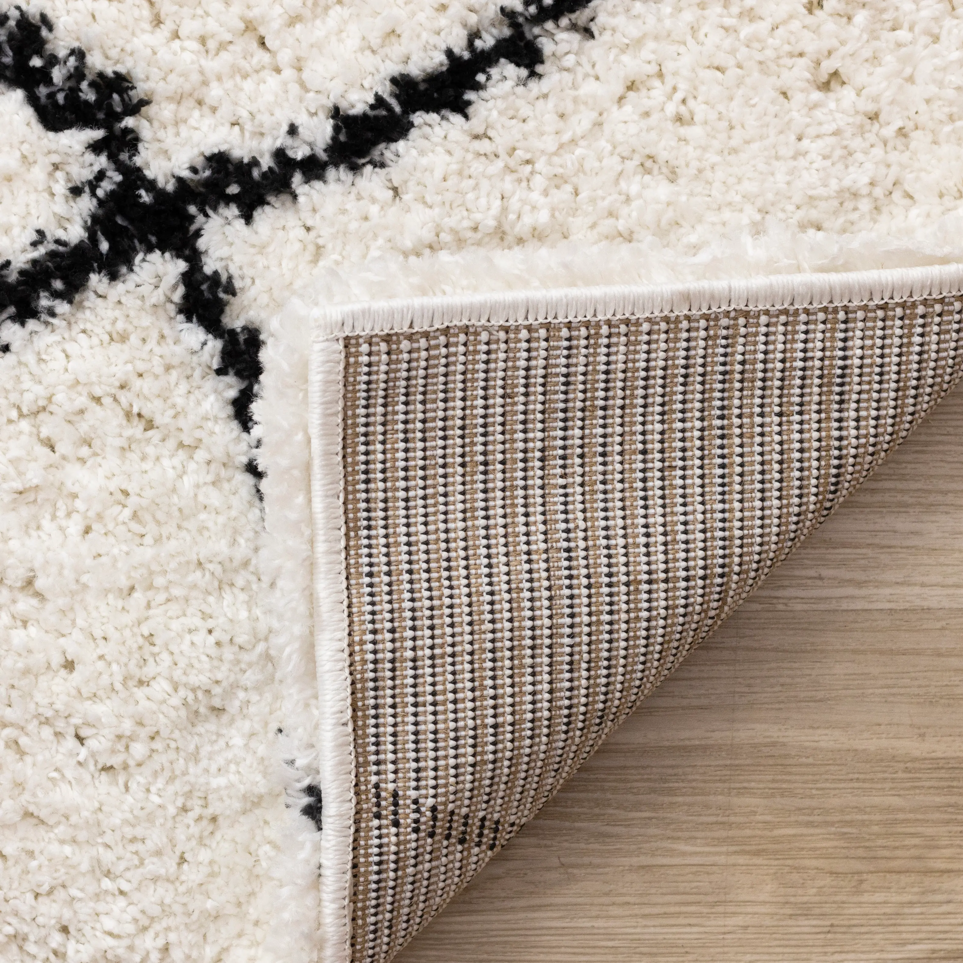 Pace 8 x 11 Abstract Cream and Black Area Rug-3