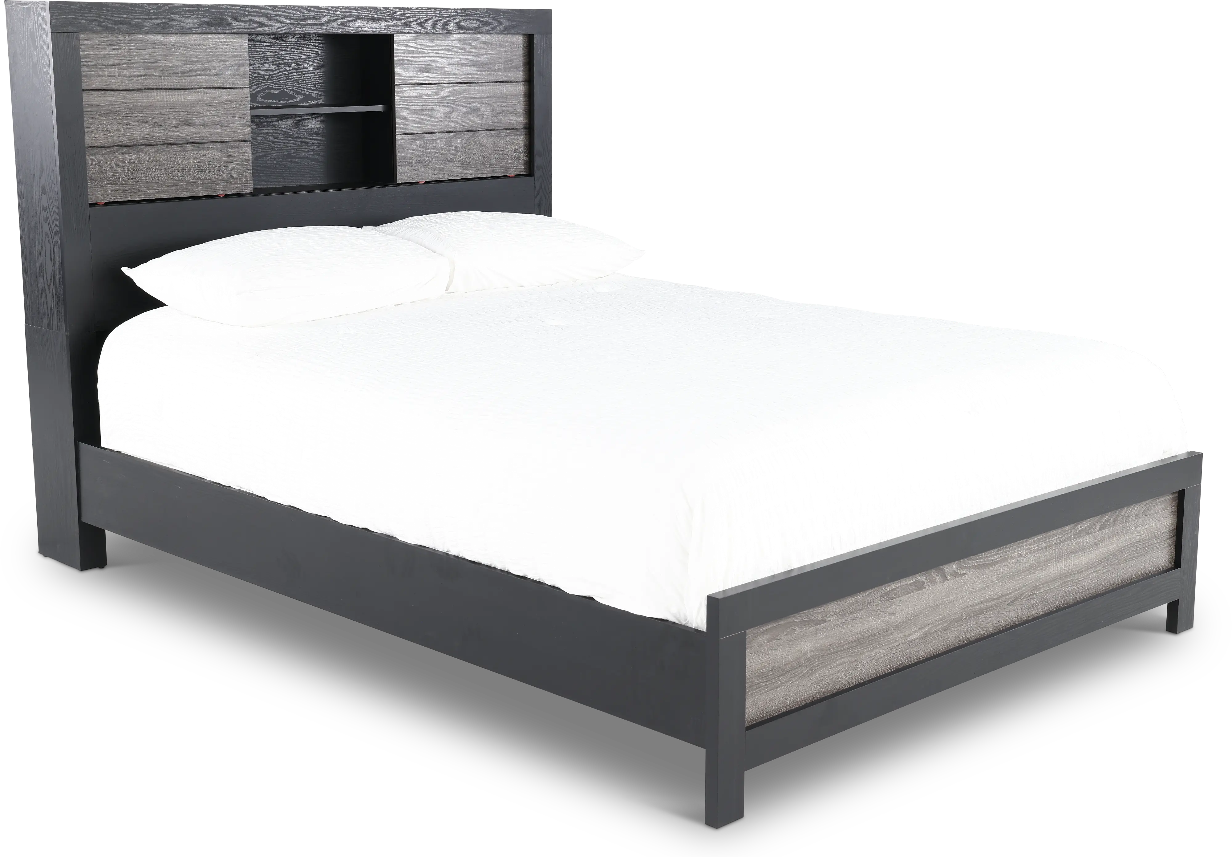 Lisbon Gray and Black King Bookcase Bed-1
