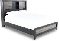 Lisbon Gray and Black King Bookcase Bed