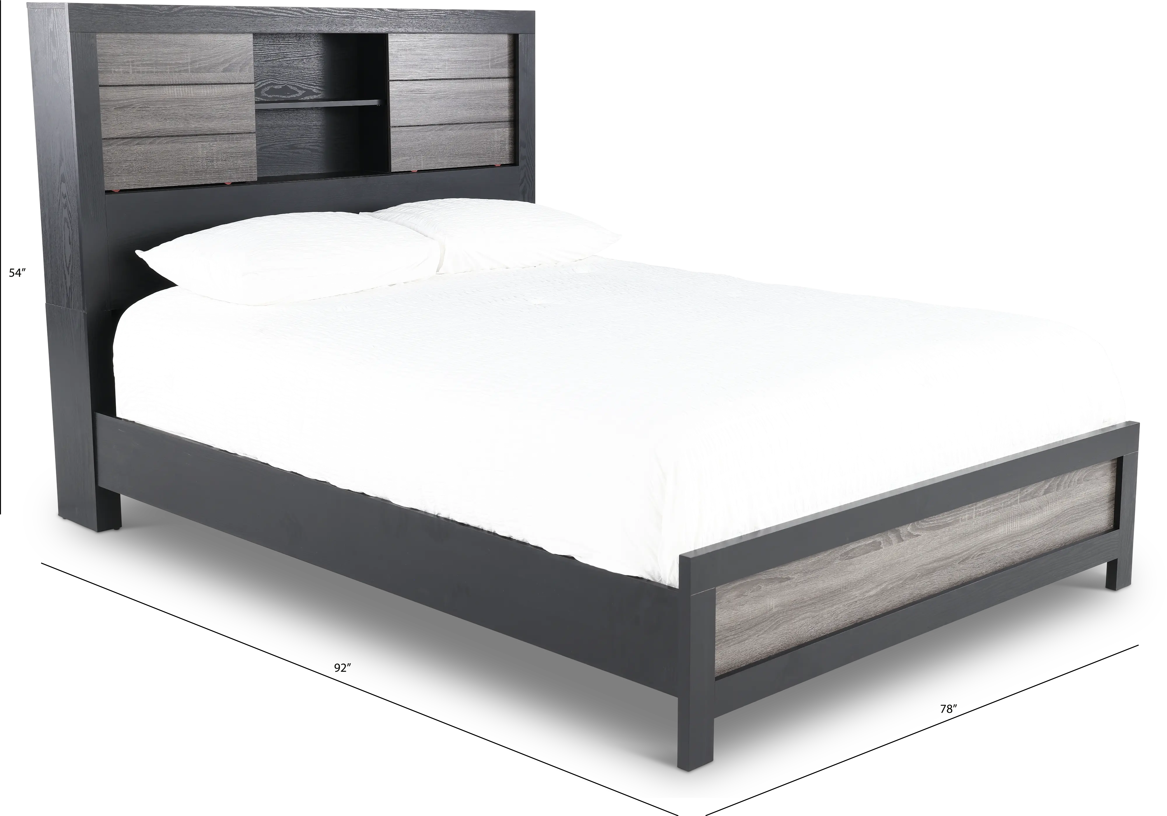 Lisbon Gray and Black King Bookcase Bed-3