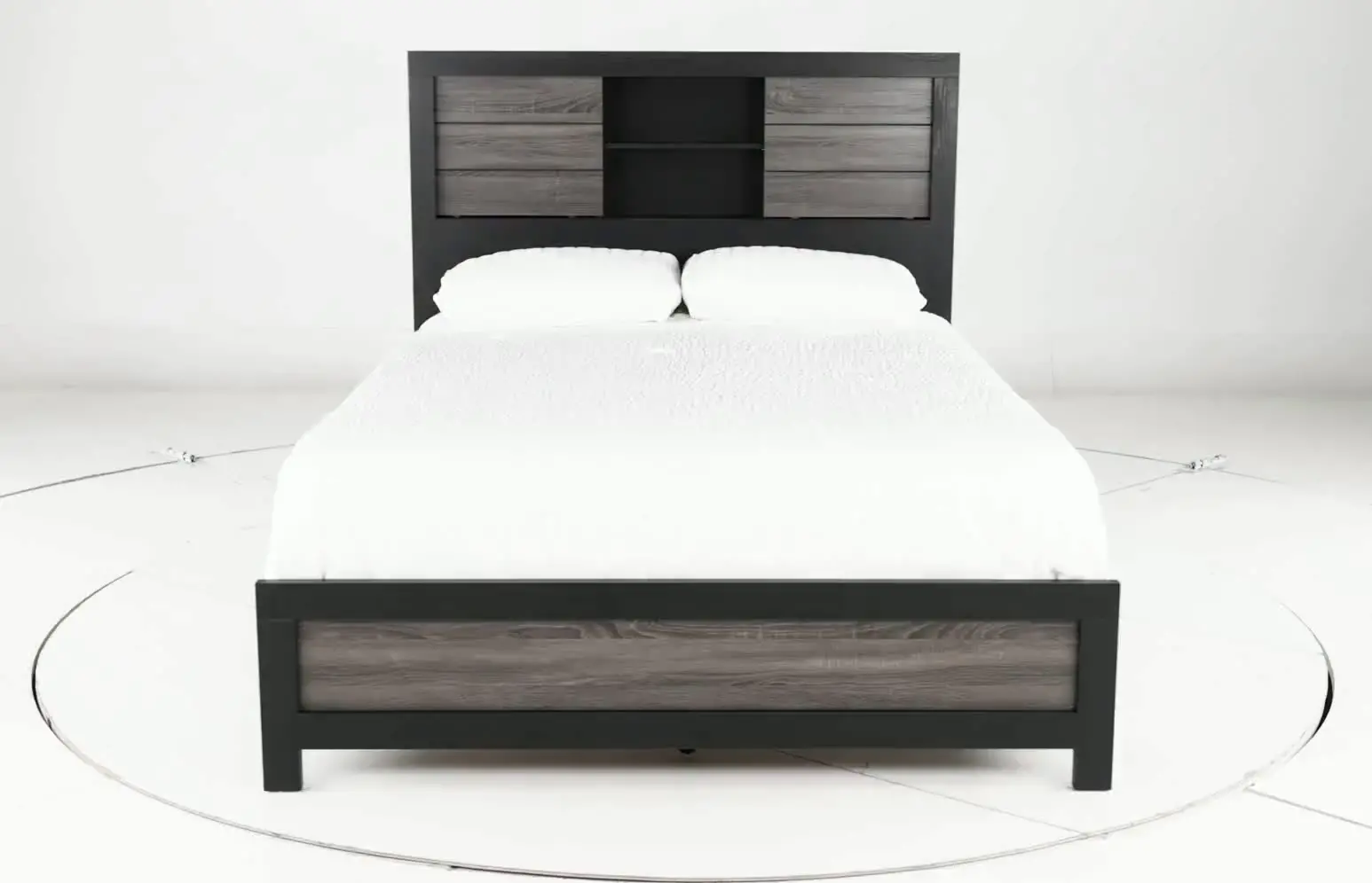 Lisbon Gray and Black King Bookcase Bed-5