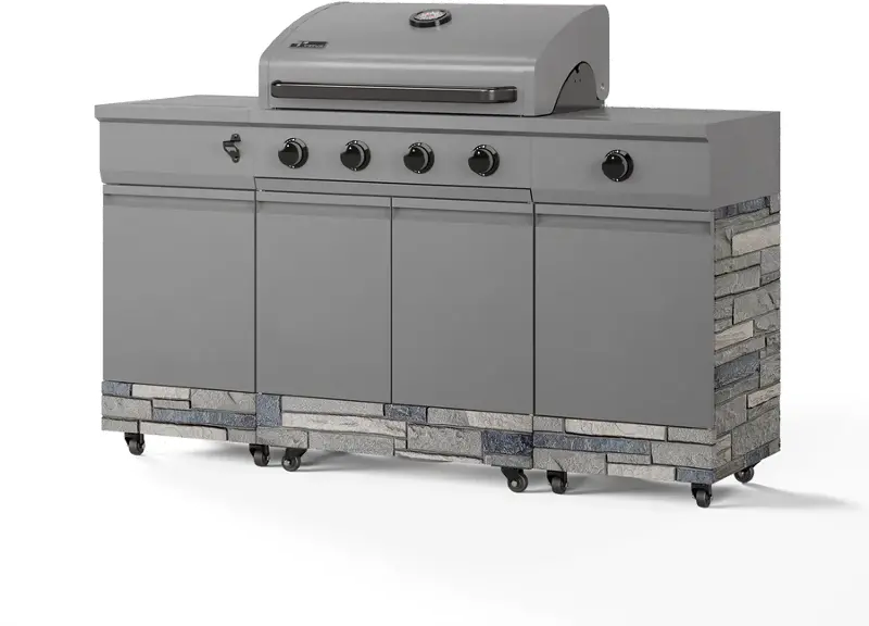 Tytus Fresno 5-Burner LP/NG Convertible Grill in Gunmetal + Shadow Stone
