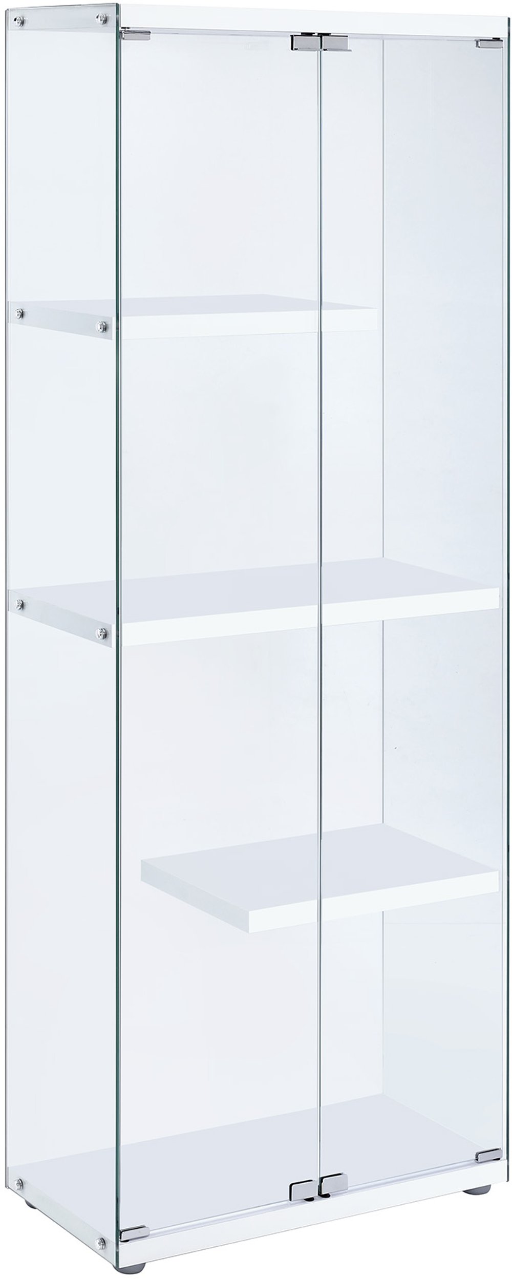 Ice Clear Cabinet with White Shelves