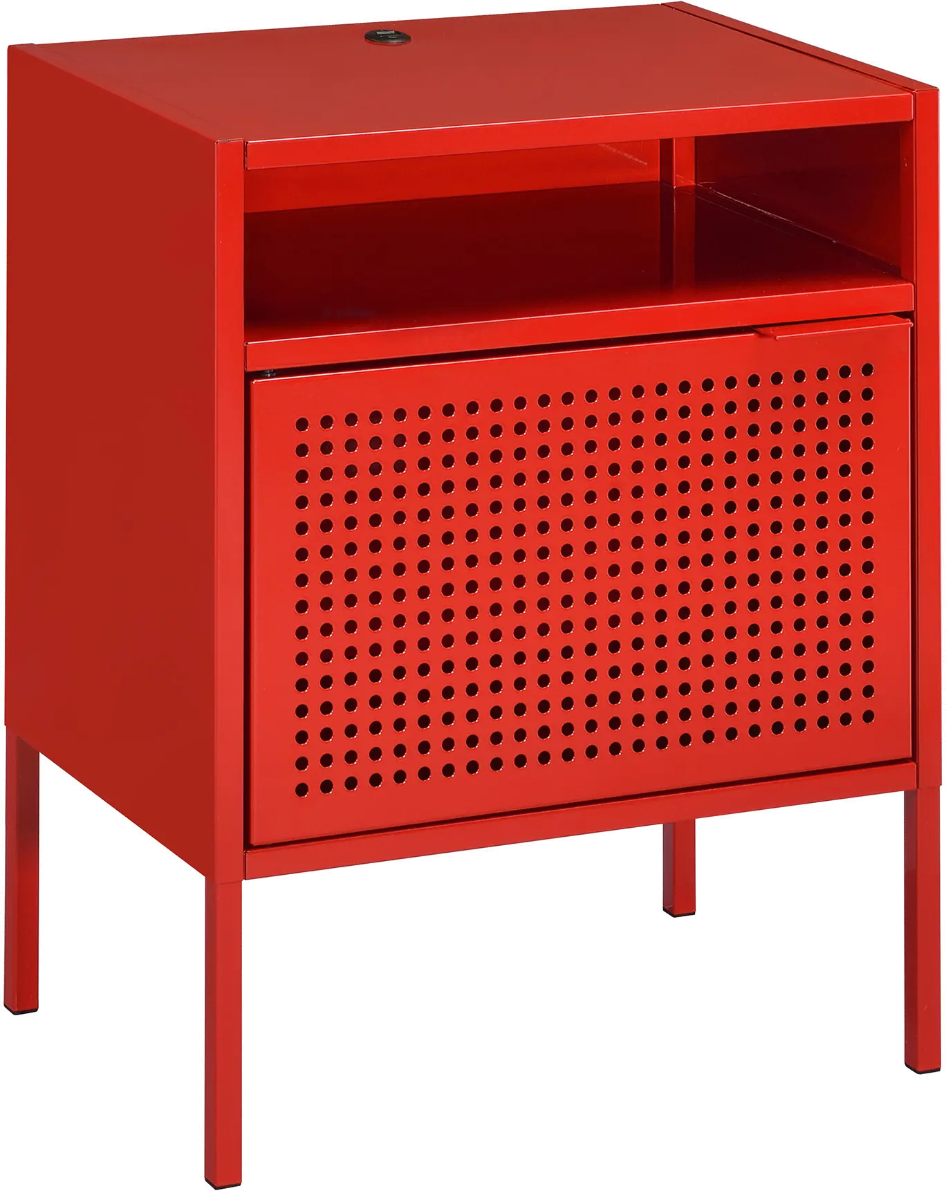 Ember Red Metal Nightstand-3