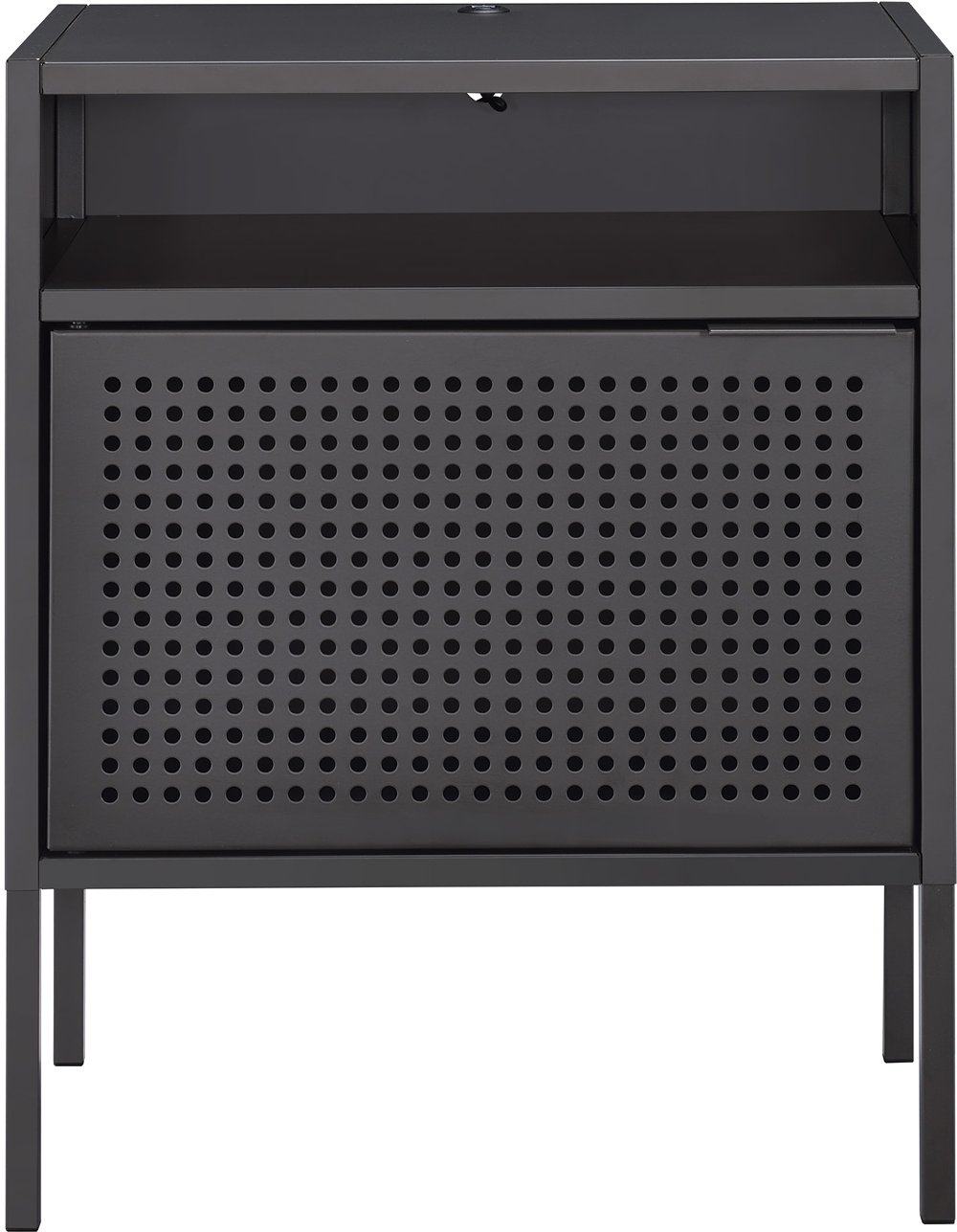 Ember Gray Metal Nightstand