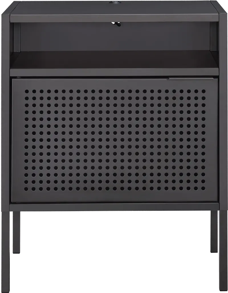 Ember Gray Metal Nightstand