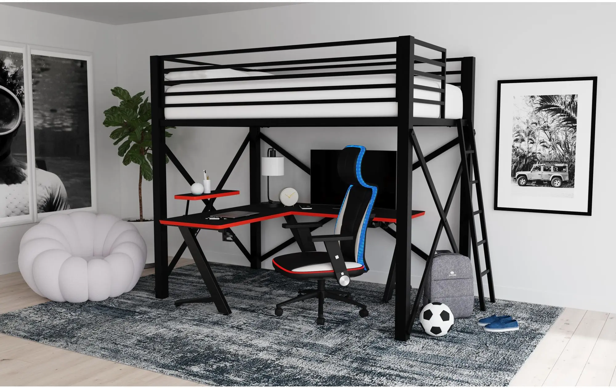 Talia Black Full Loft Bed-2