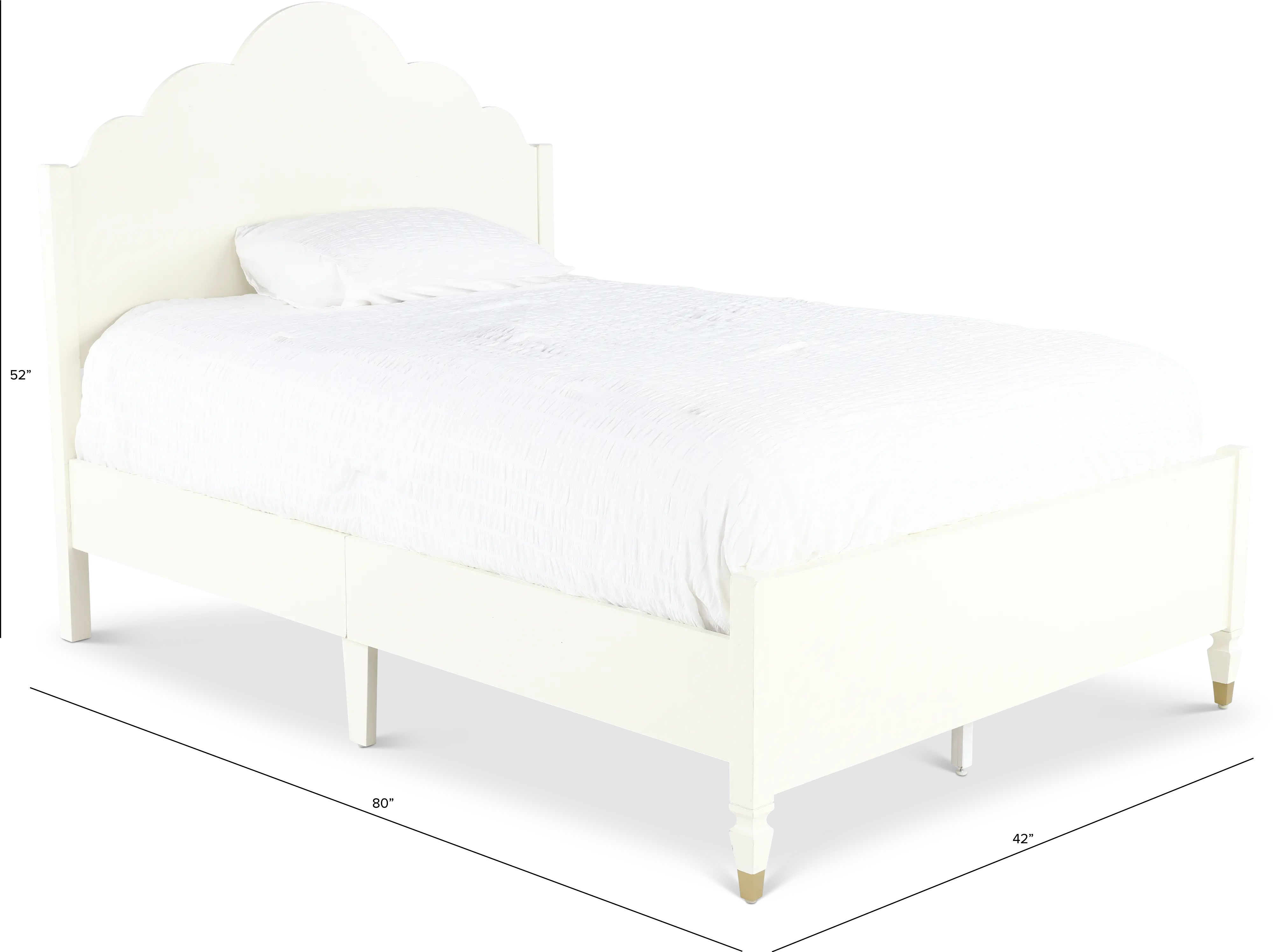 Olivia French White Twin Panel Bed-3