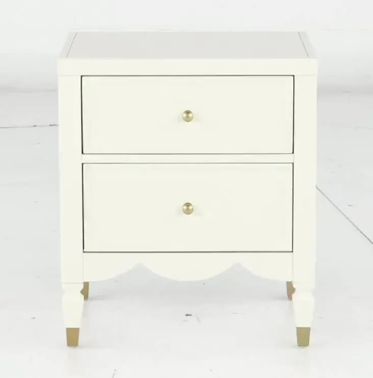 Olivia French White 2-Drawer Nightstand-5