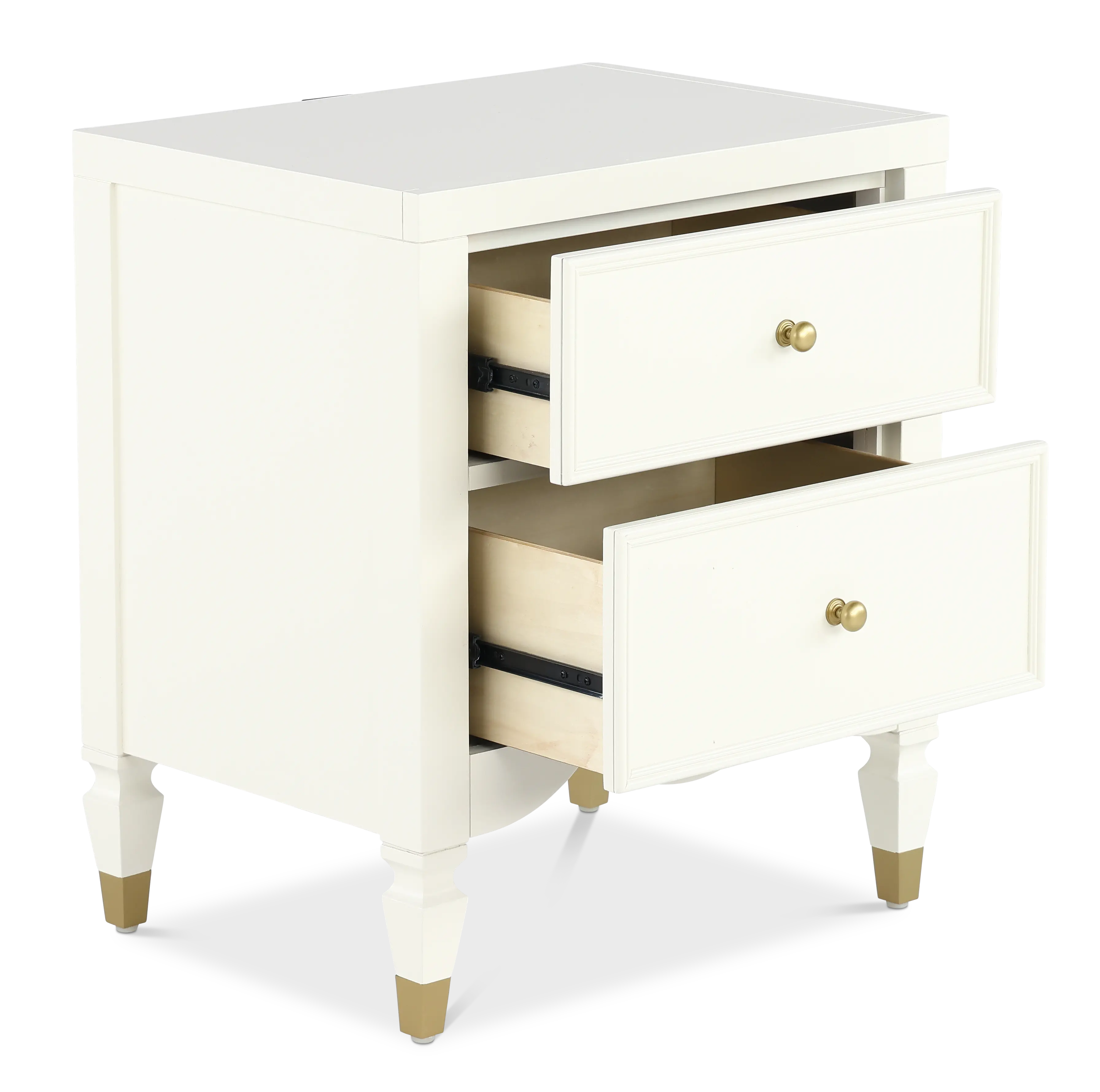 Olivia French White 2-Drawer Nightstand-6