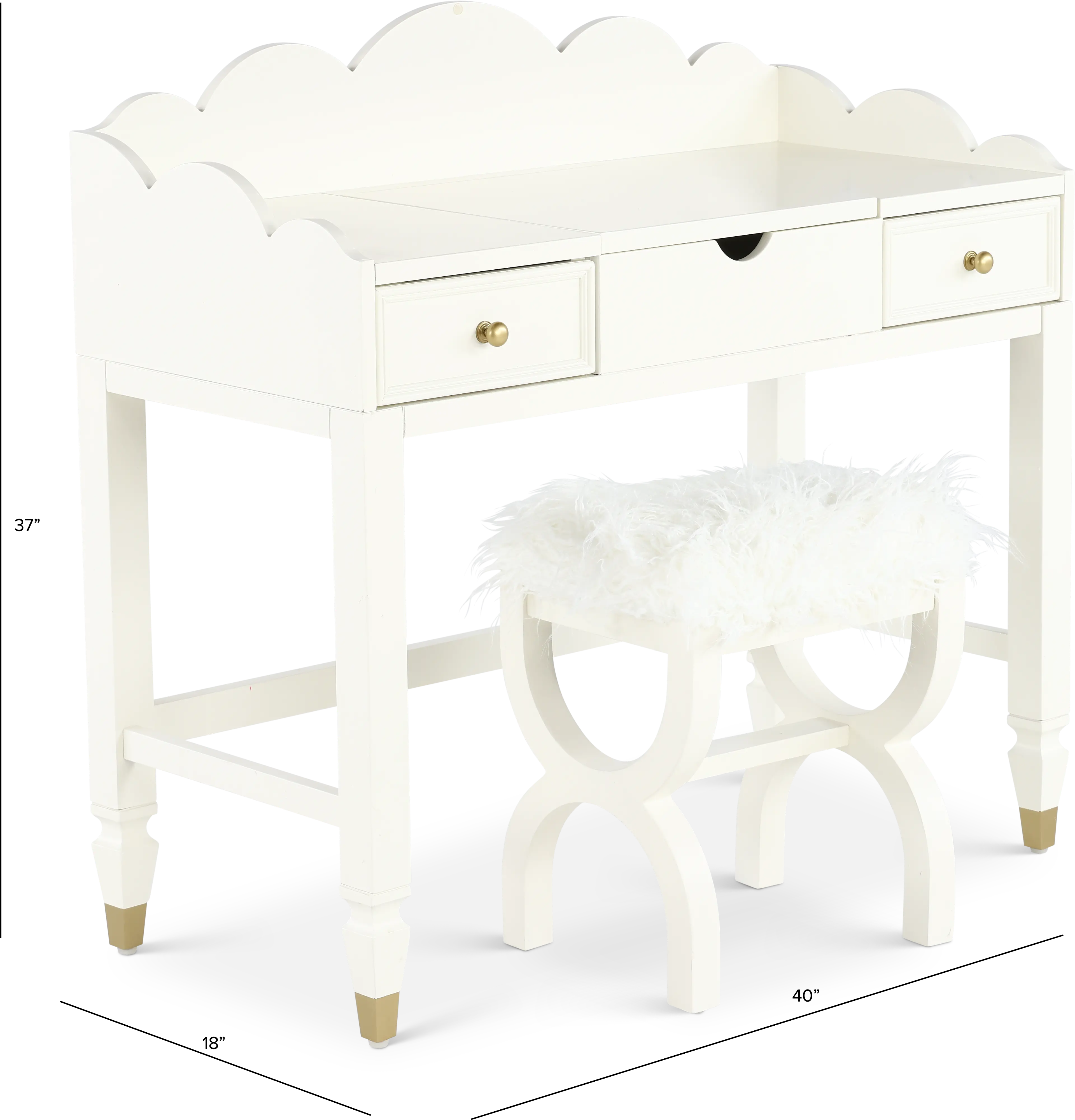 Olivia French White Vanity Set-3