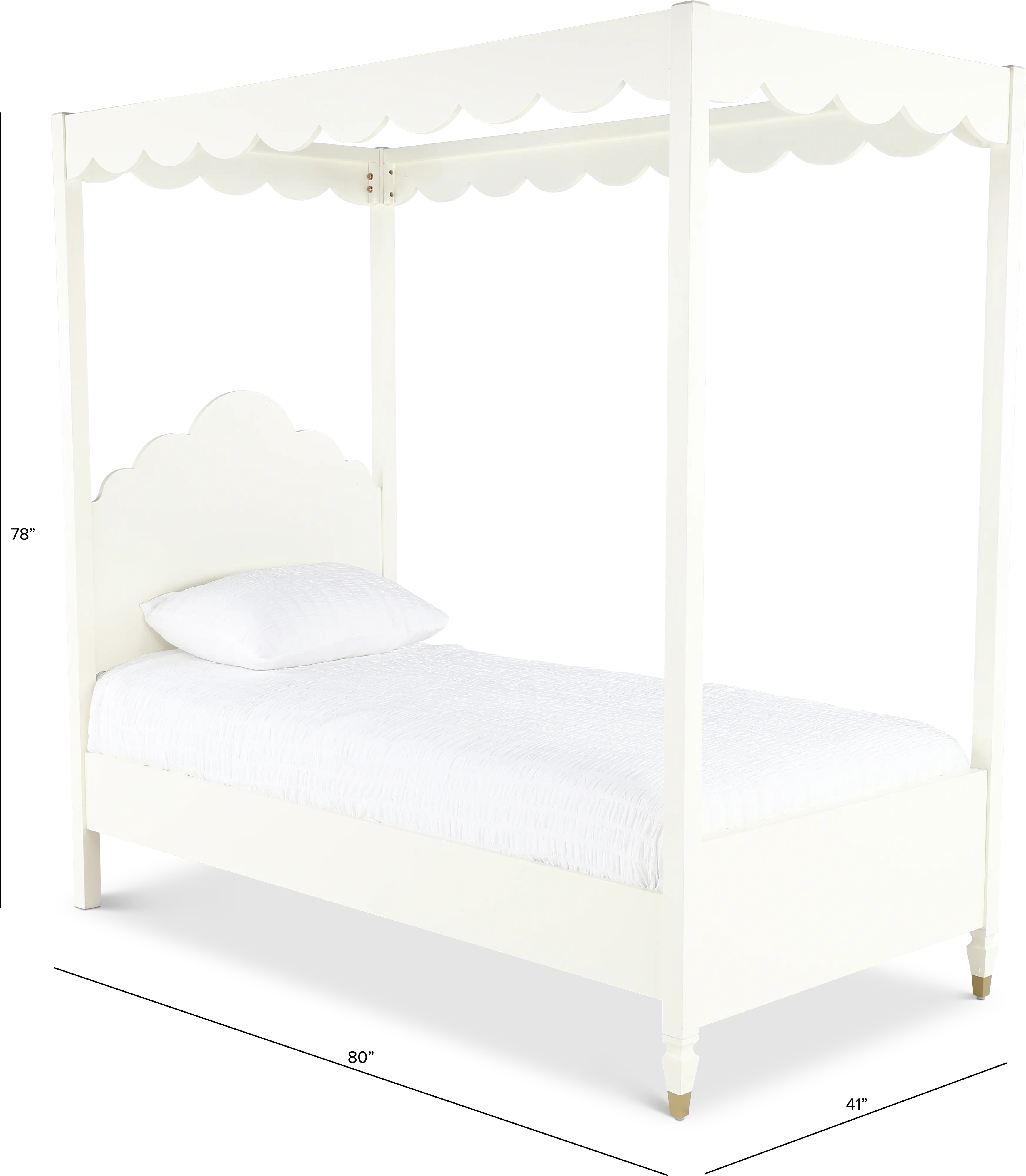Olivia French White Twin Canopy Bed-3